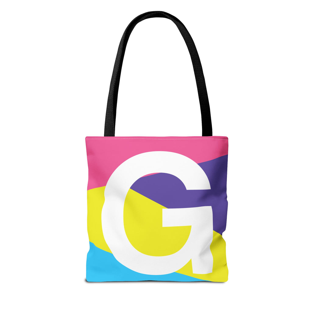 Monogram 'G' Colorblock Tote Bag — Personalized Initial G Shoulder Tote