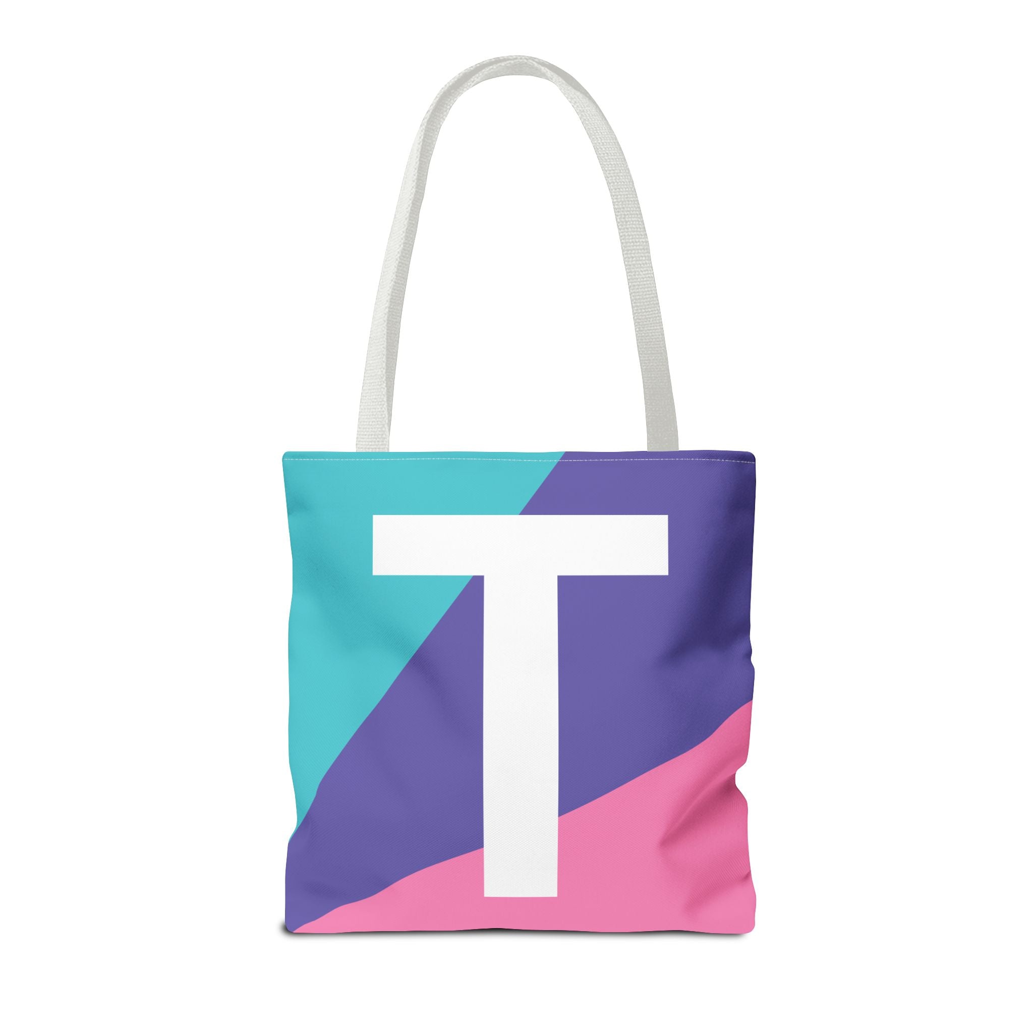 Monogram 'T' Colorblock Tote Bag — Personalized Initial T Shoulder Tote