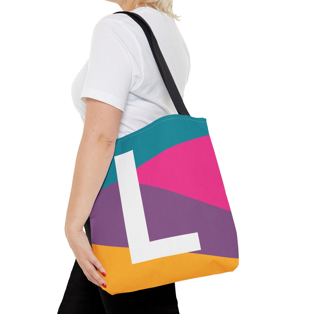 Monogram 'L' Colorblock Tote Bag — Personalized Initial L Shoulder Tote