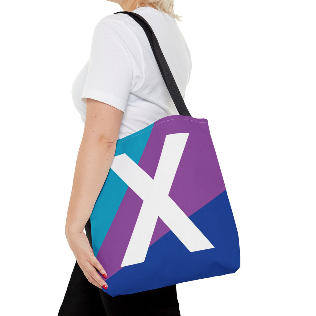 Monogram 'X' Colorblock Tote Bag — Personalized Initial X Shoulder Tote