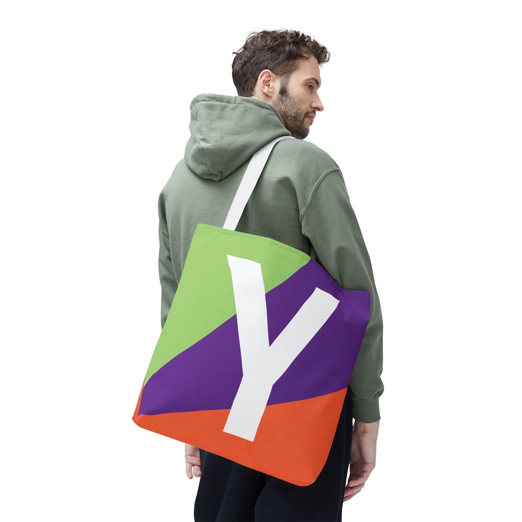 Monogram 'Y' Colorblock Tote Bag — Personalized Initial Y Shoulder Tote