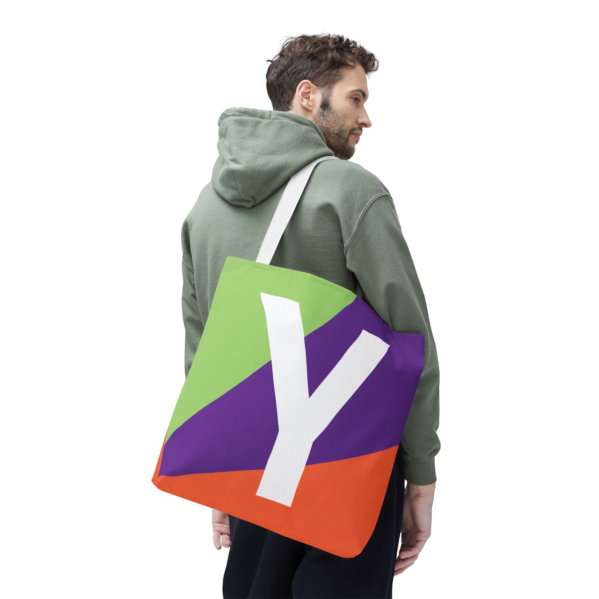 Monogram 'Y' Colorblock Tote Bag — Personalized Initial Y Shoulder Tote
