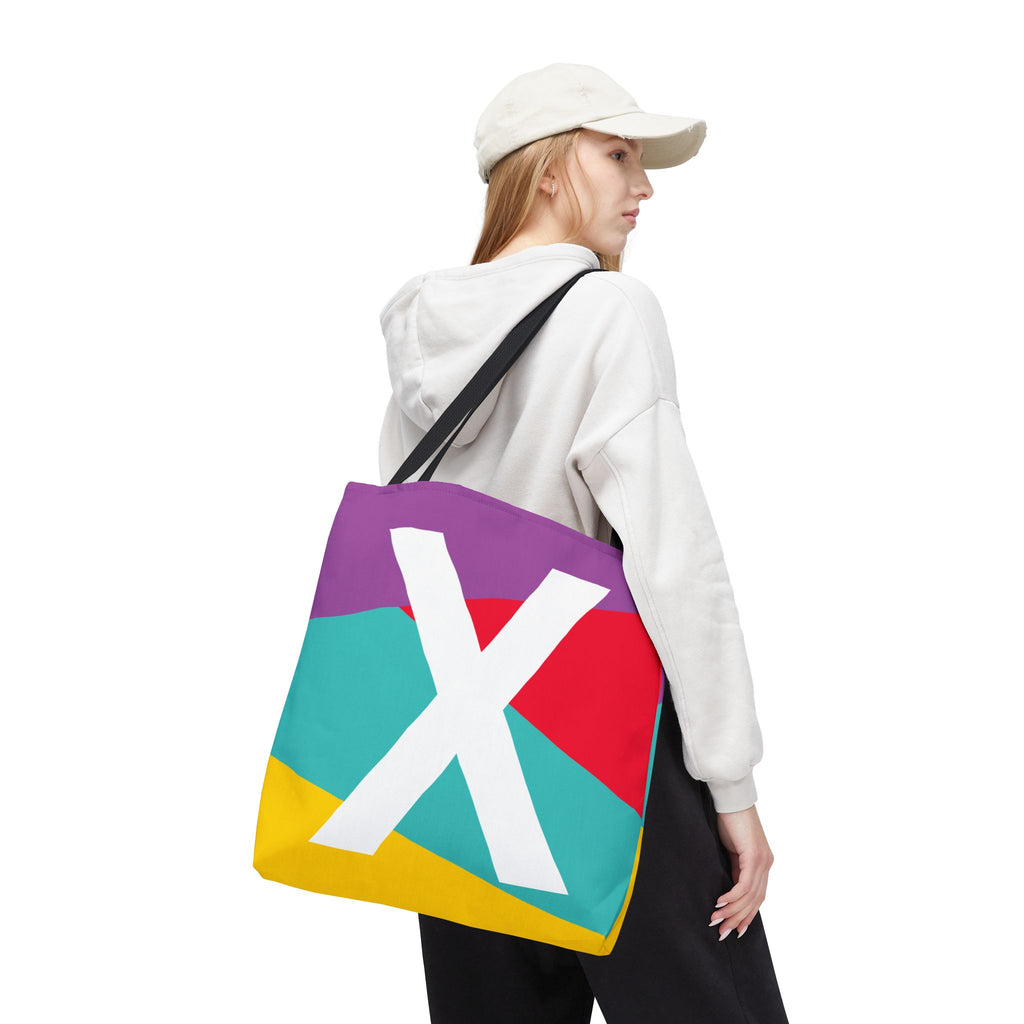 Monogram 'X' Colorblock Tote Bag — Personalized Initial X Shoulder Tote