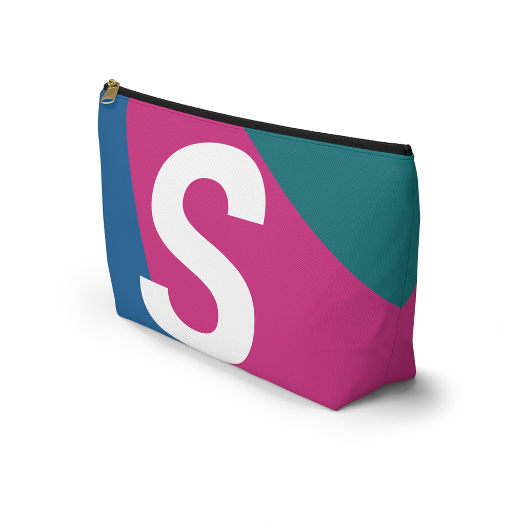 Initials Colorblock Accessory Pouch — Monogram S T-Bottom Cosmetic Bag