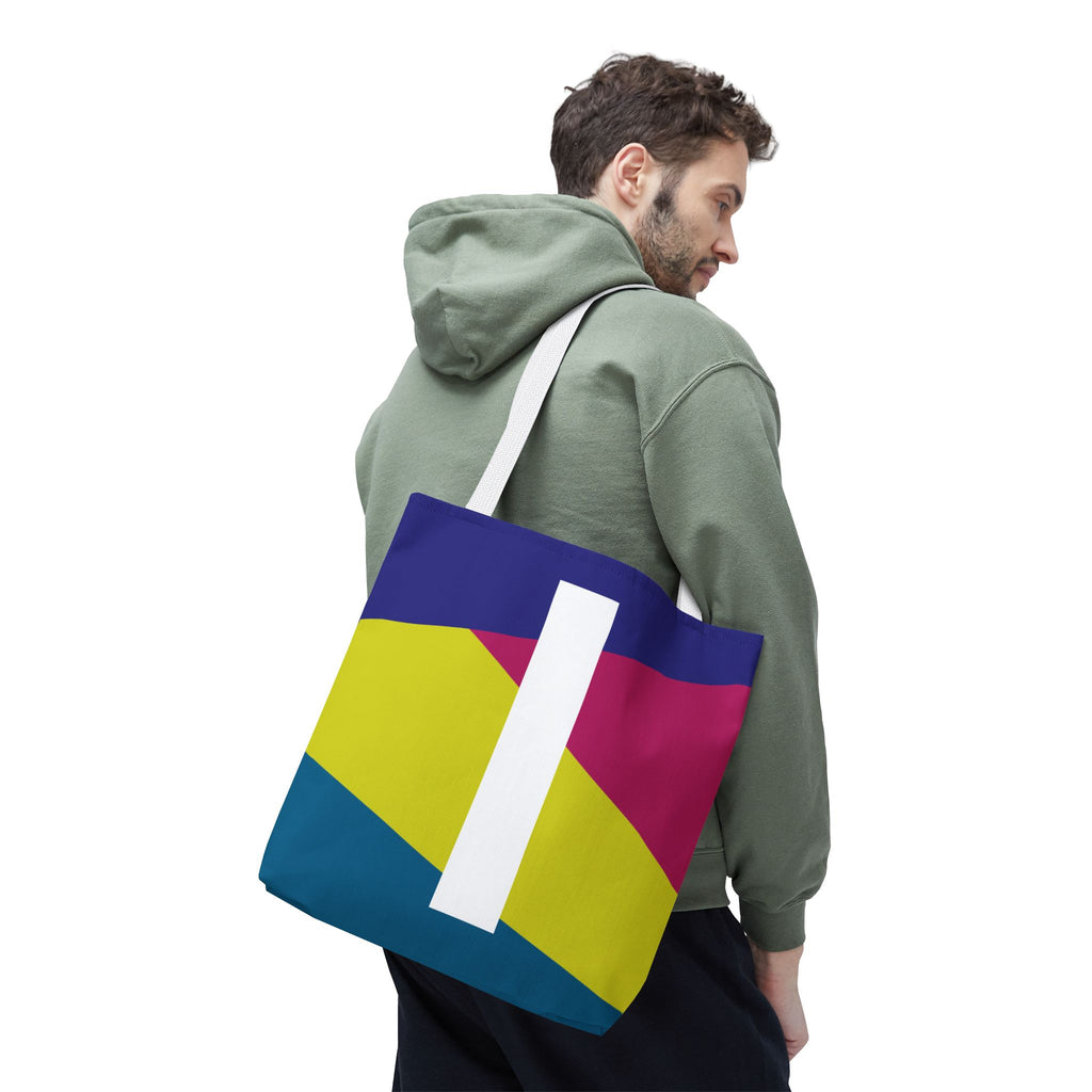 Monogram 'I' Colorblock Tote Bag — Personalized Initial I Shoulder Tote