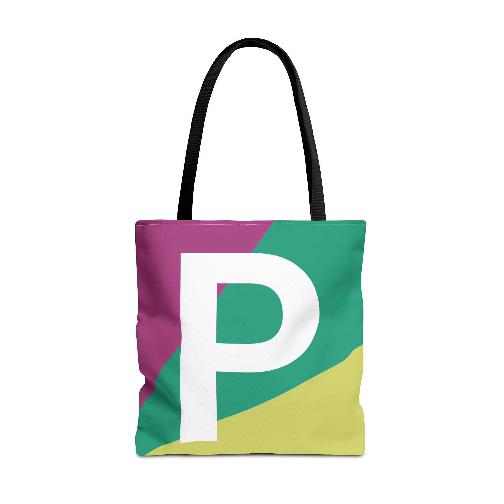 Monogram 'P' Colorblock Tote Bag — Personalized Initial P Shoulder Tote
