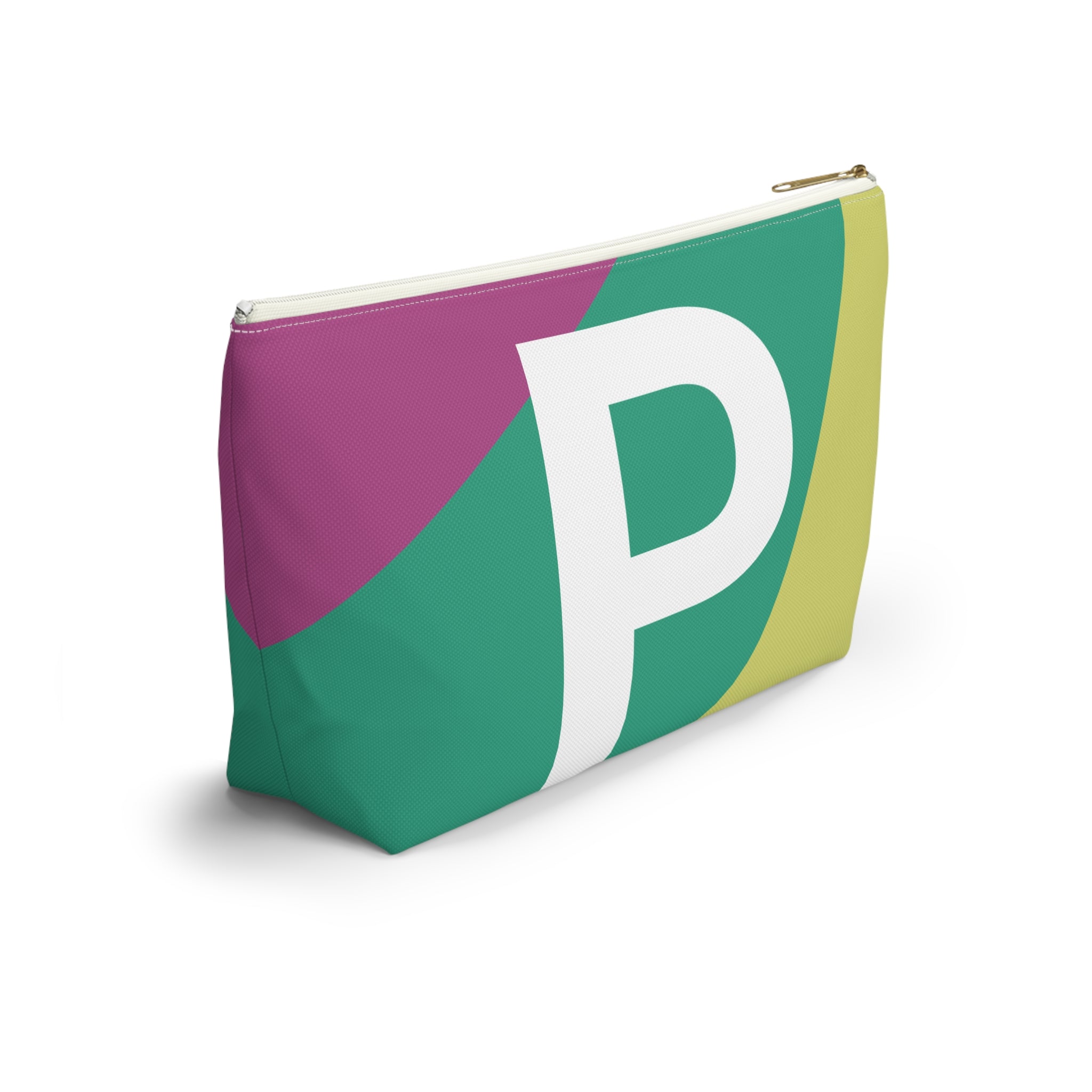 Initials Colorblock Accessory Pouch — Monogram P T-Bottom Cosmetic Bag