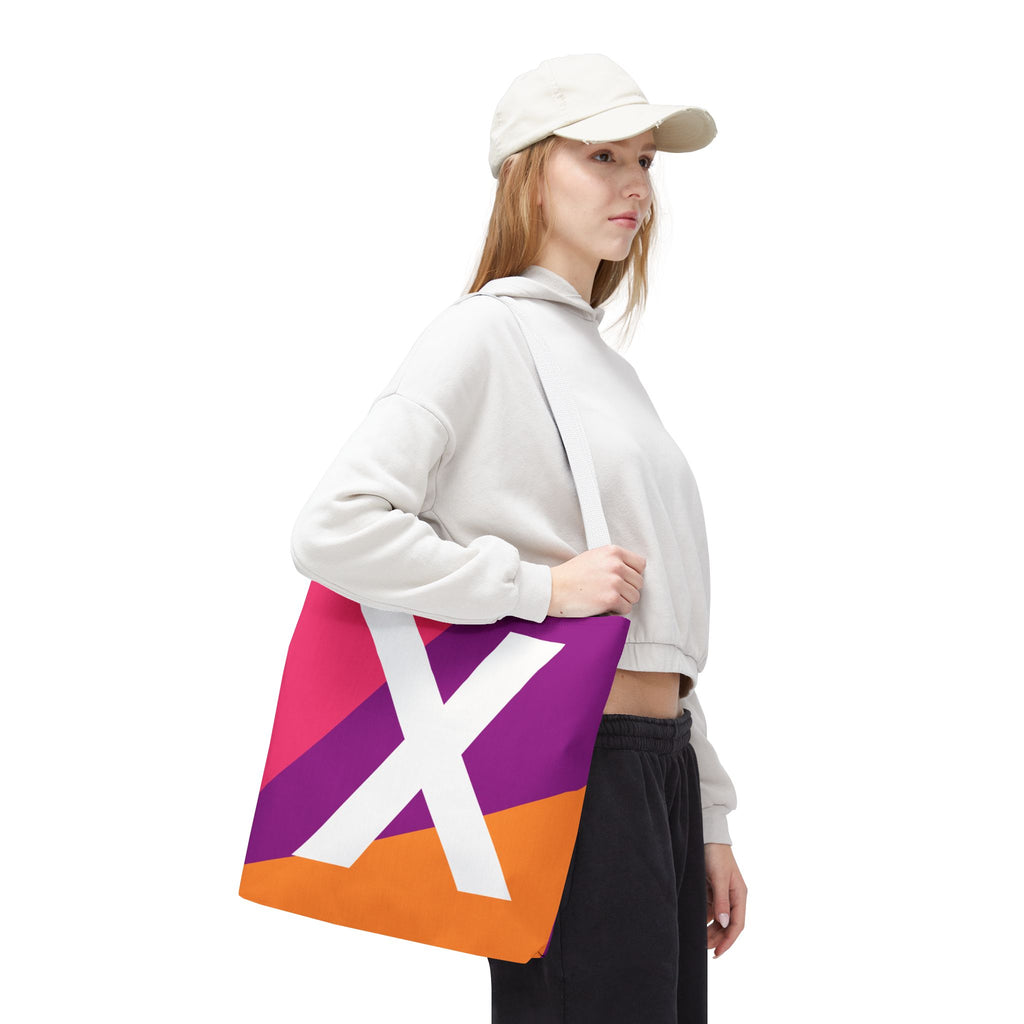 Monogram 'X' Colorblock Tote Bag — Personalized Initial X Shoulder Tote