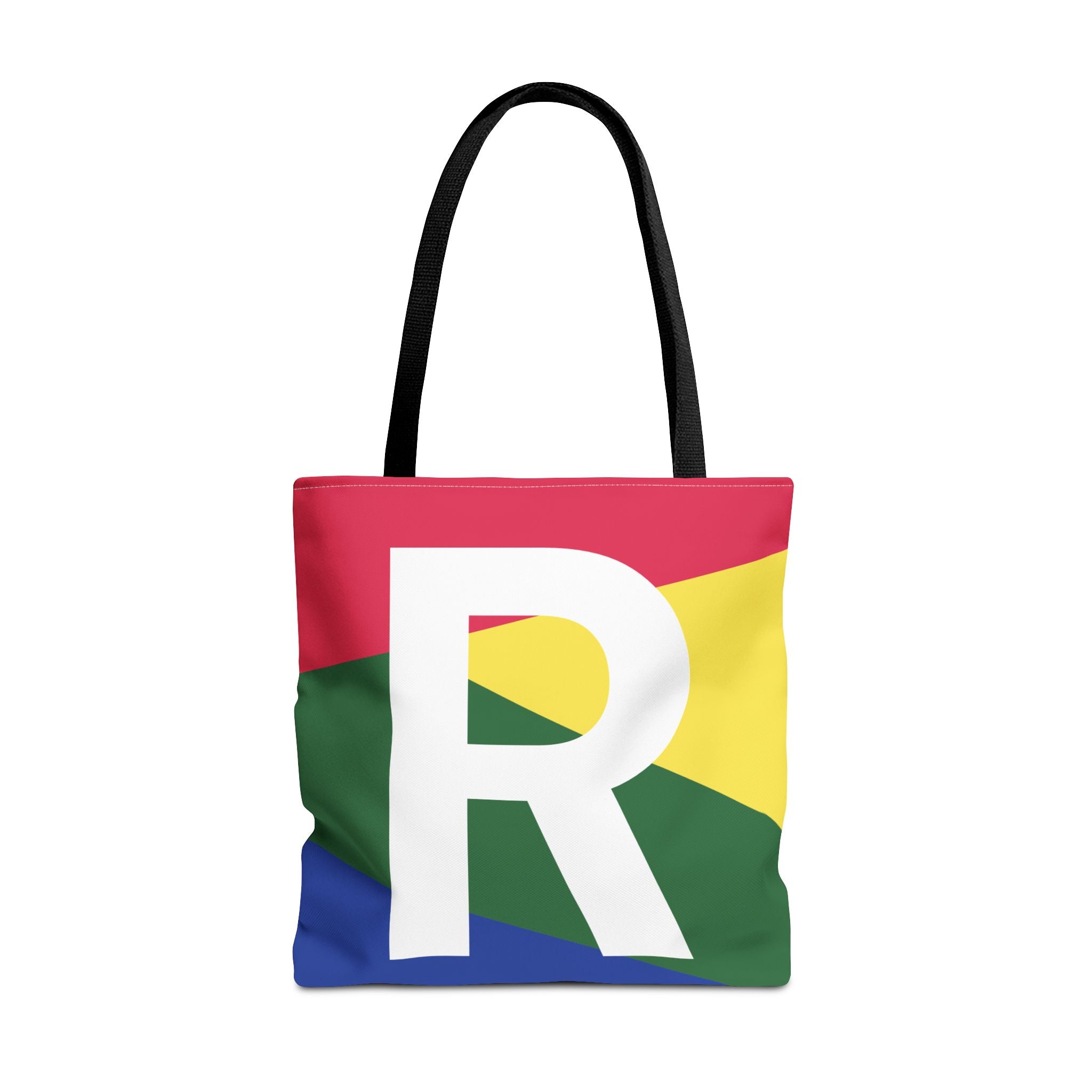 Monogram 'R' Colorblock Tote Bag — Personalized Initial R Shoulder Tote