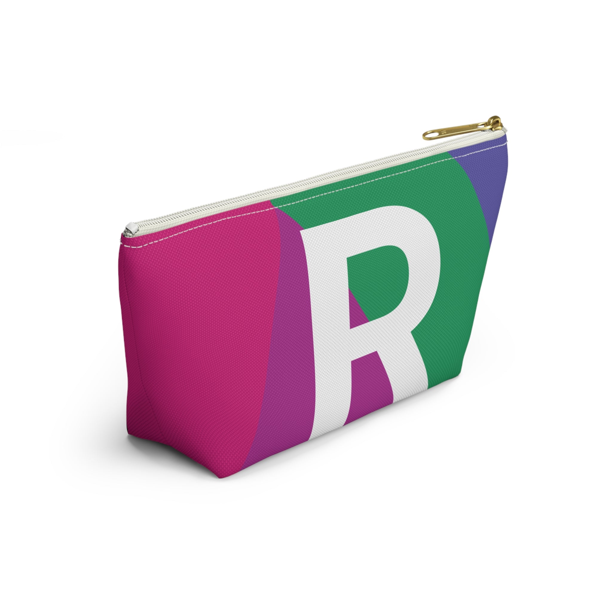 Initials Colorblock Accessory Pouch — Monogram R T-Bottom Cosmetic Bag