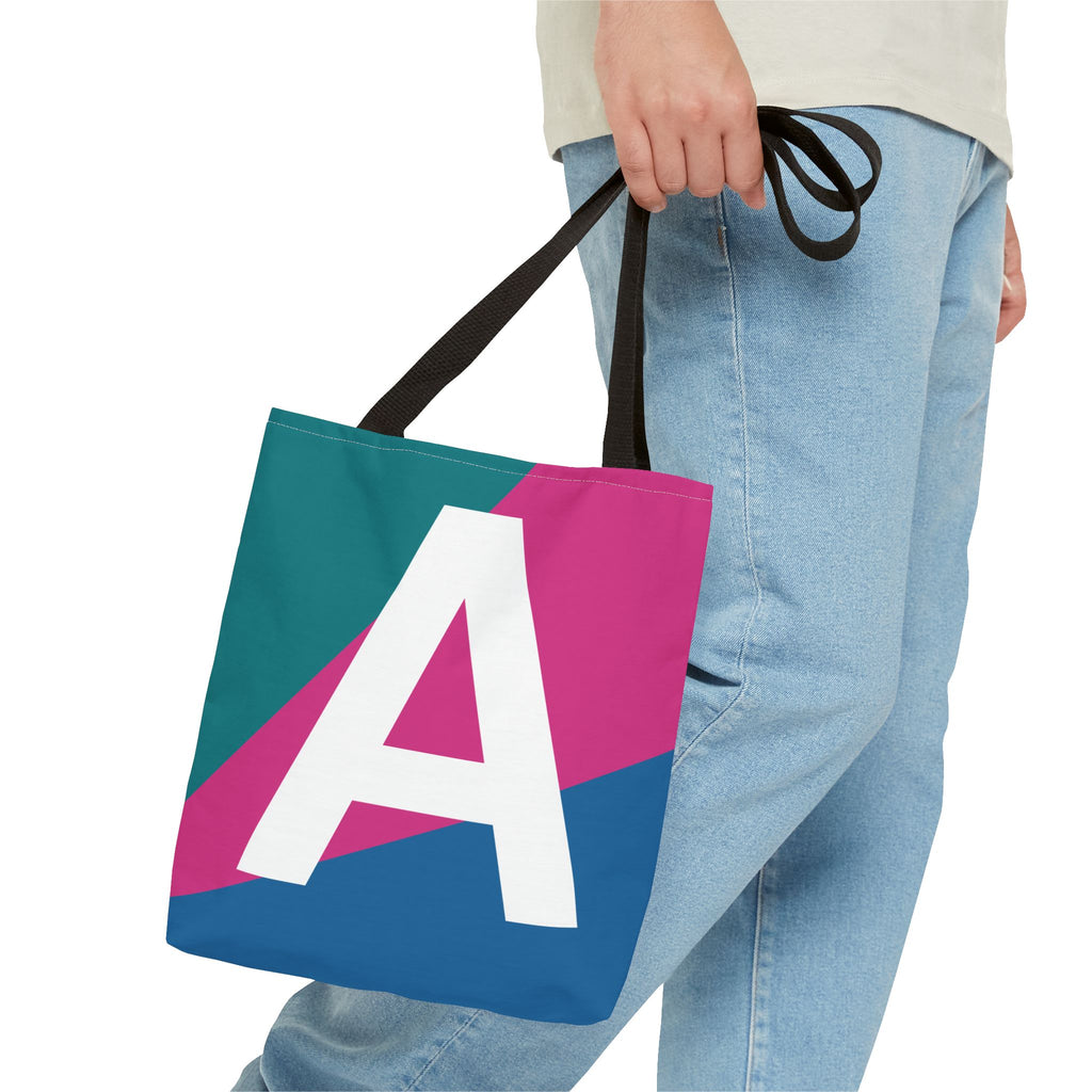 Monogram 'A' Colorblock Tote Bag — Personalized Initial A Shoulder Tote
