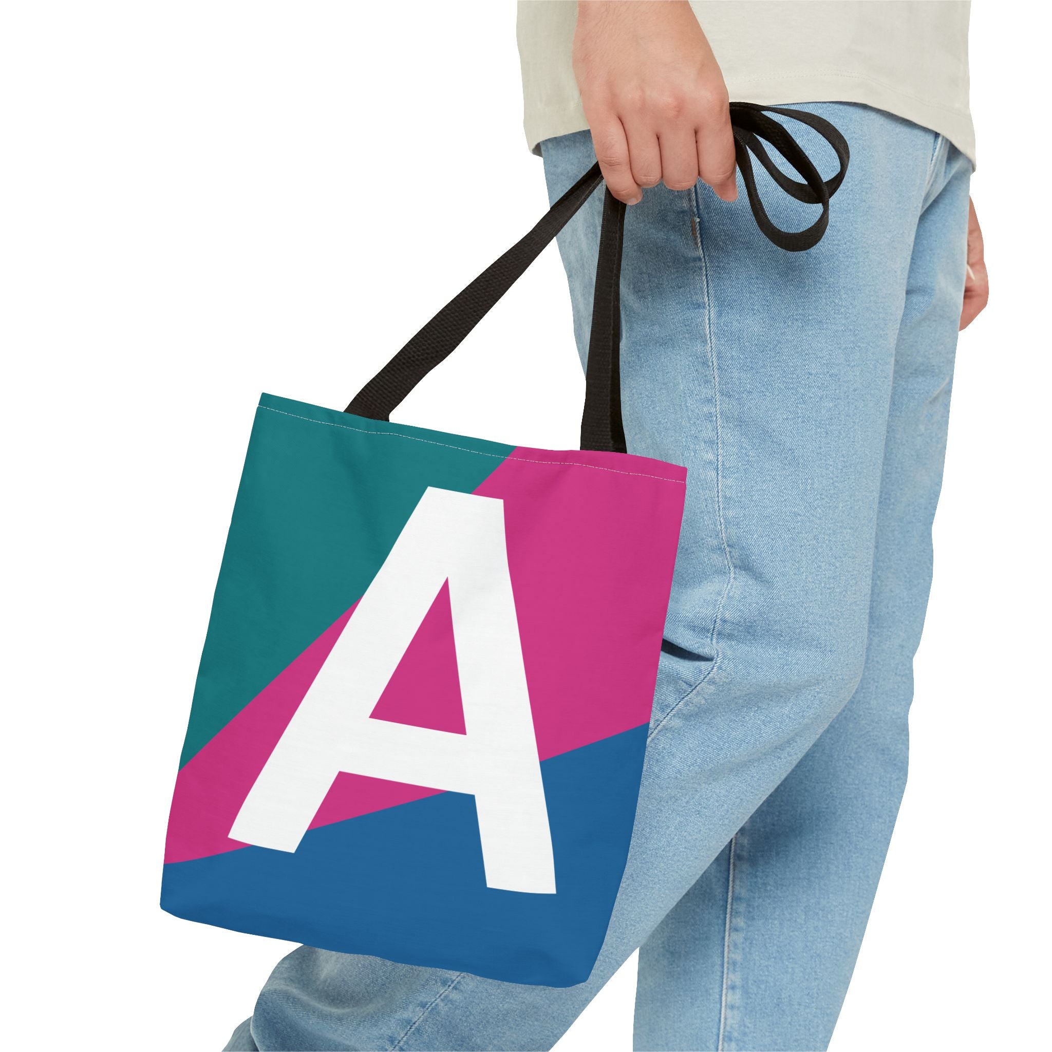Monogram 'A' Colorblock Tote Bag — Personalized Initial A Shoulder Tote