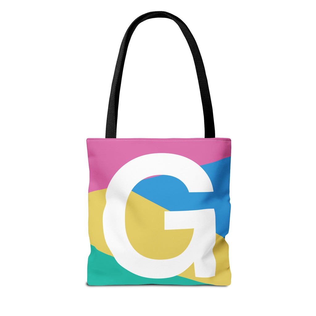 Monogram 'G' Colorblock Tote Bag — Personalized Initial G Shoulder Tote