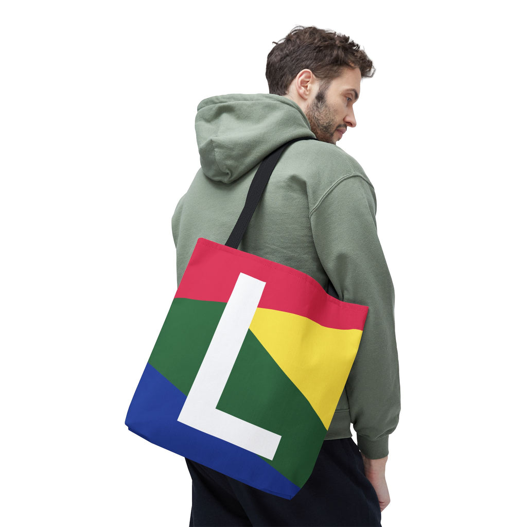 Monogram 'L' Colorblock Tote Bag — Personalized Initial L Shoulder Tote