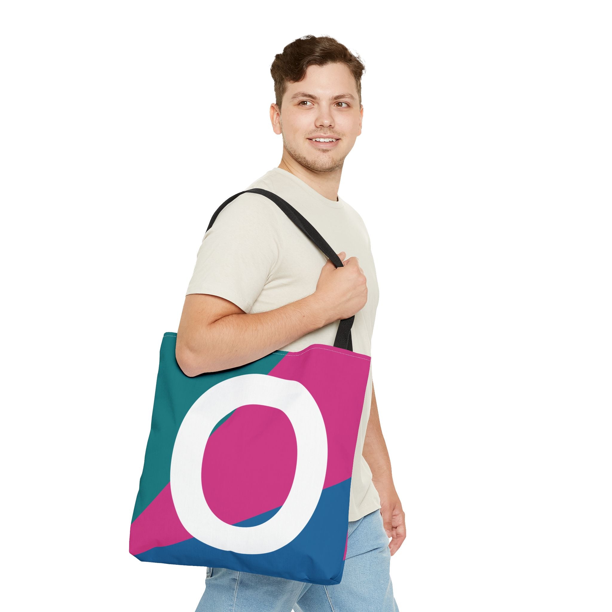 Monogram 'O' Colorblock Tote Bag — Personalized Initial O Shoulder Tote
