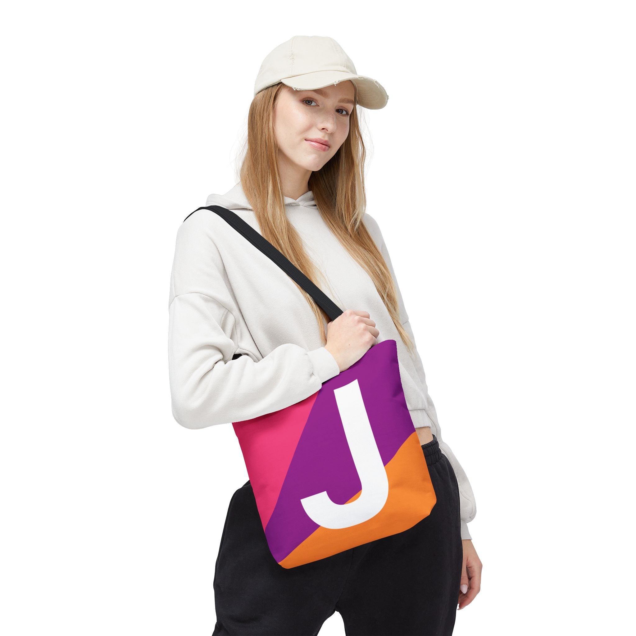 Monogram 'J' Colorblock Tote Bag — Personalized Initial J Shoulder Tote