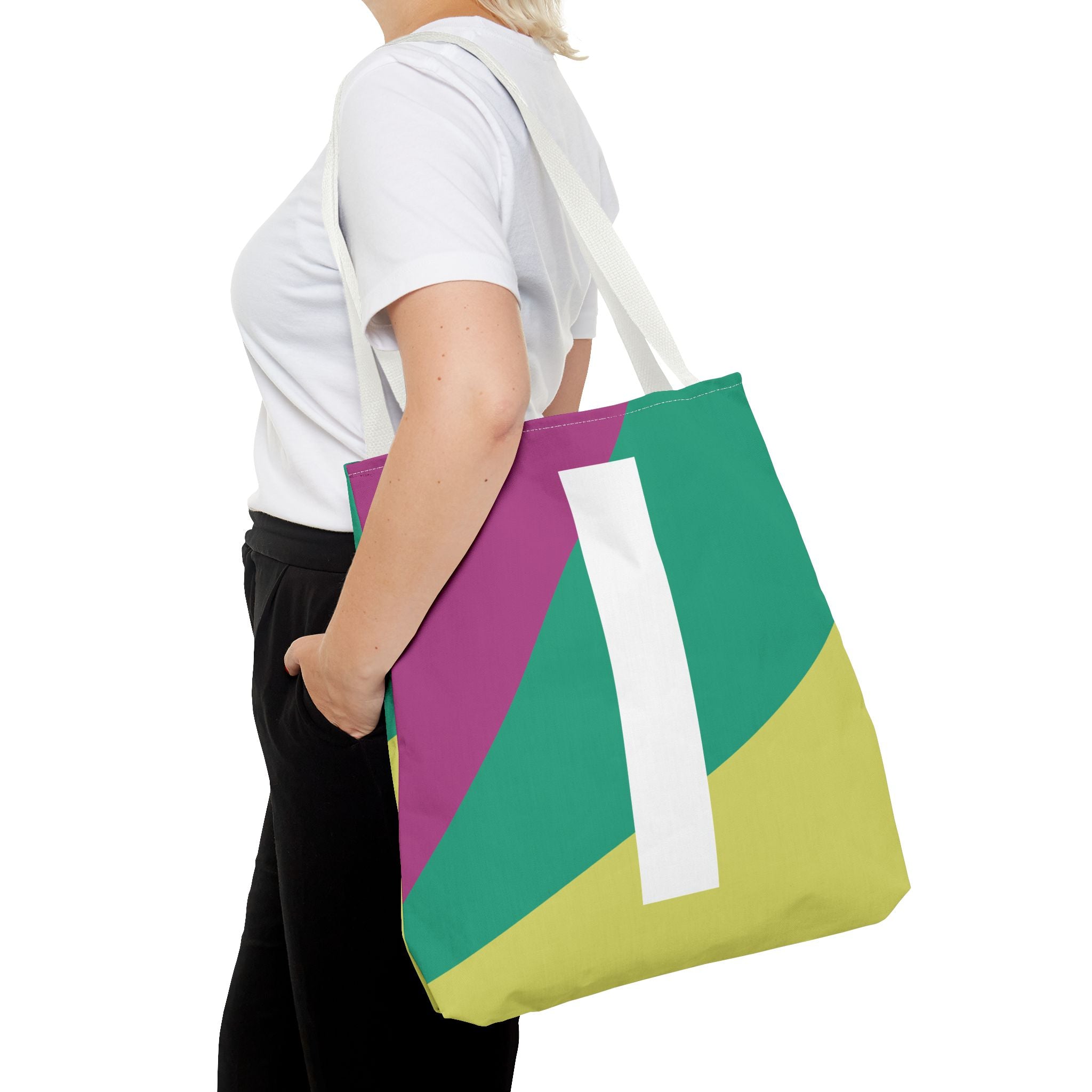 Monogram 'I' Colorblock Tote Bag — Personalized Initial I Shoulder Tote
