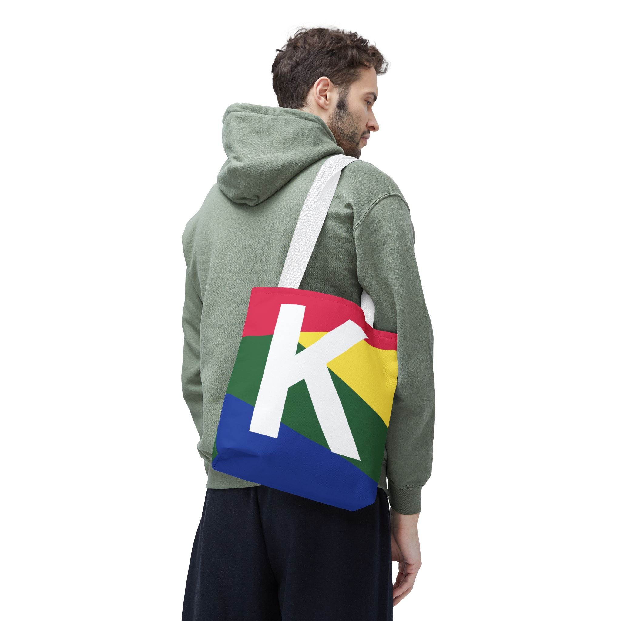 Monogram 'K' Colorblock Tote Bag — Personalized Initial K Shoulder Tote
