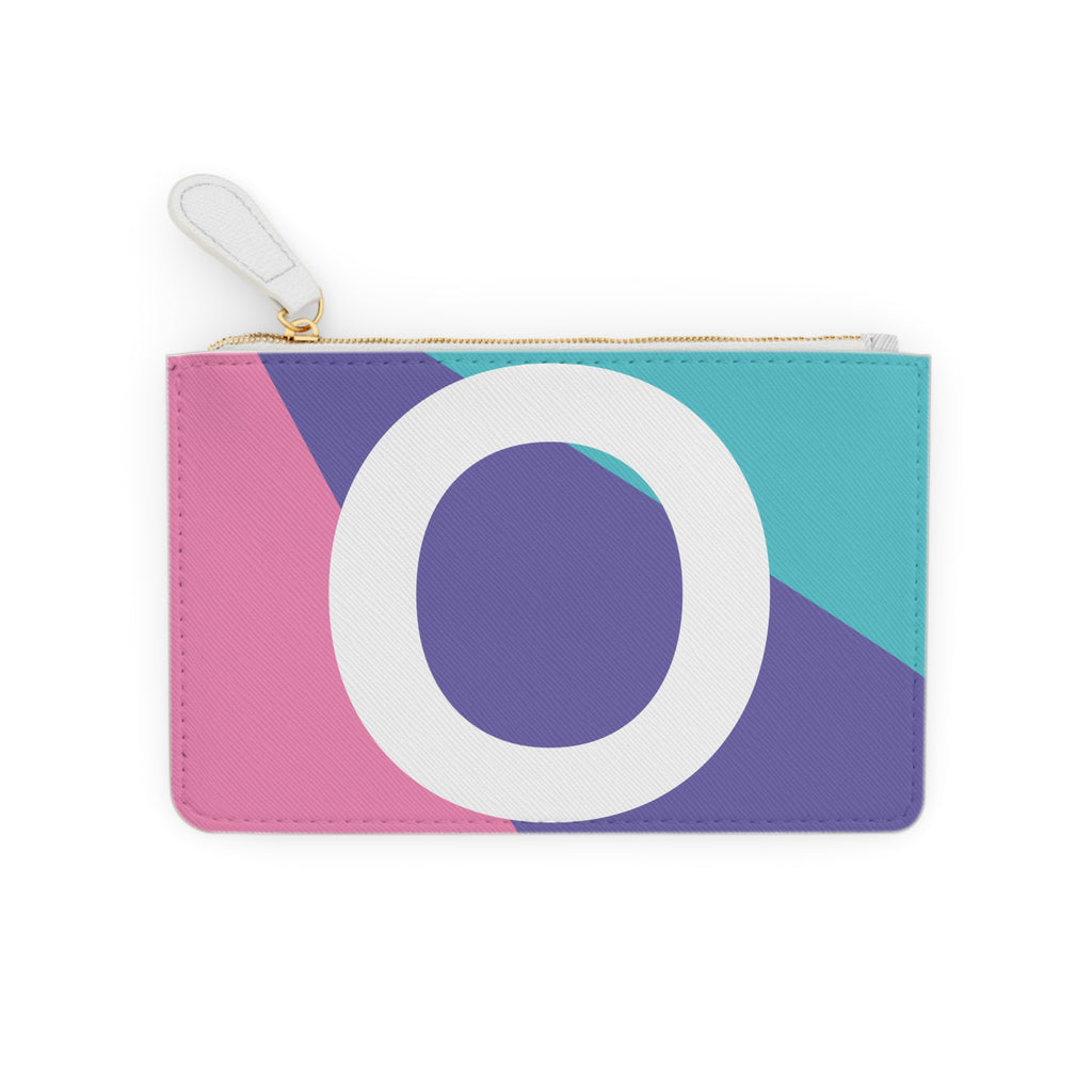 Initial O Mini Clutch — Colorblock Monogram Wristlet Wallet