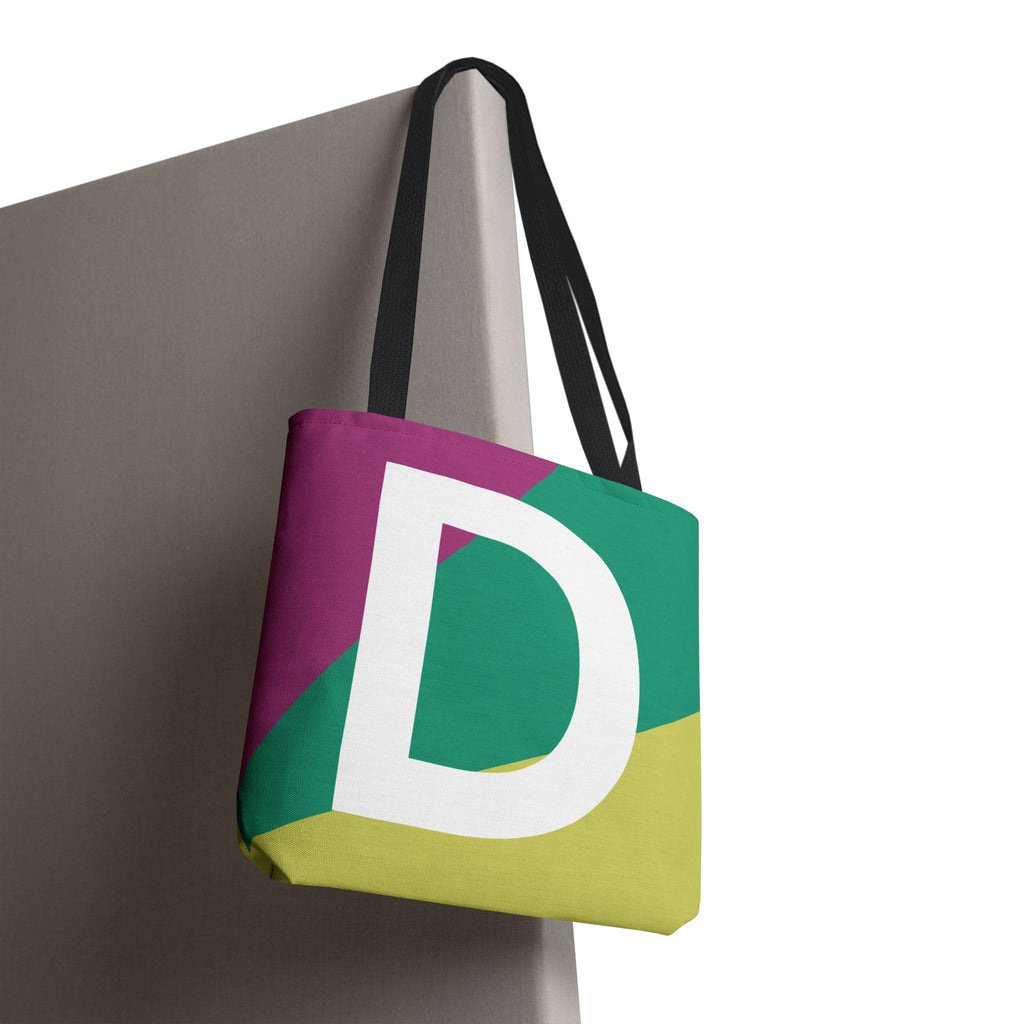 Monogram 'D' Colorblock Tote Bag — Personalized Initial D Shoulder Tote