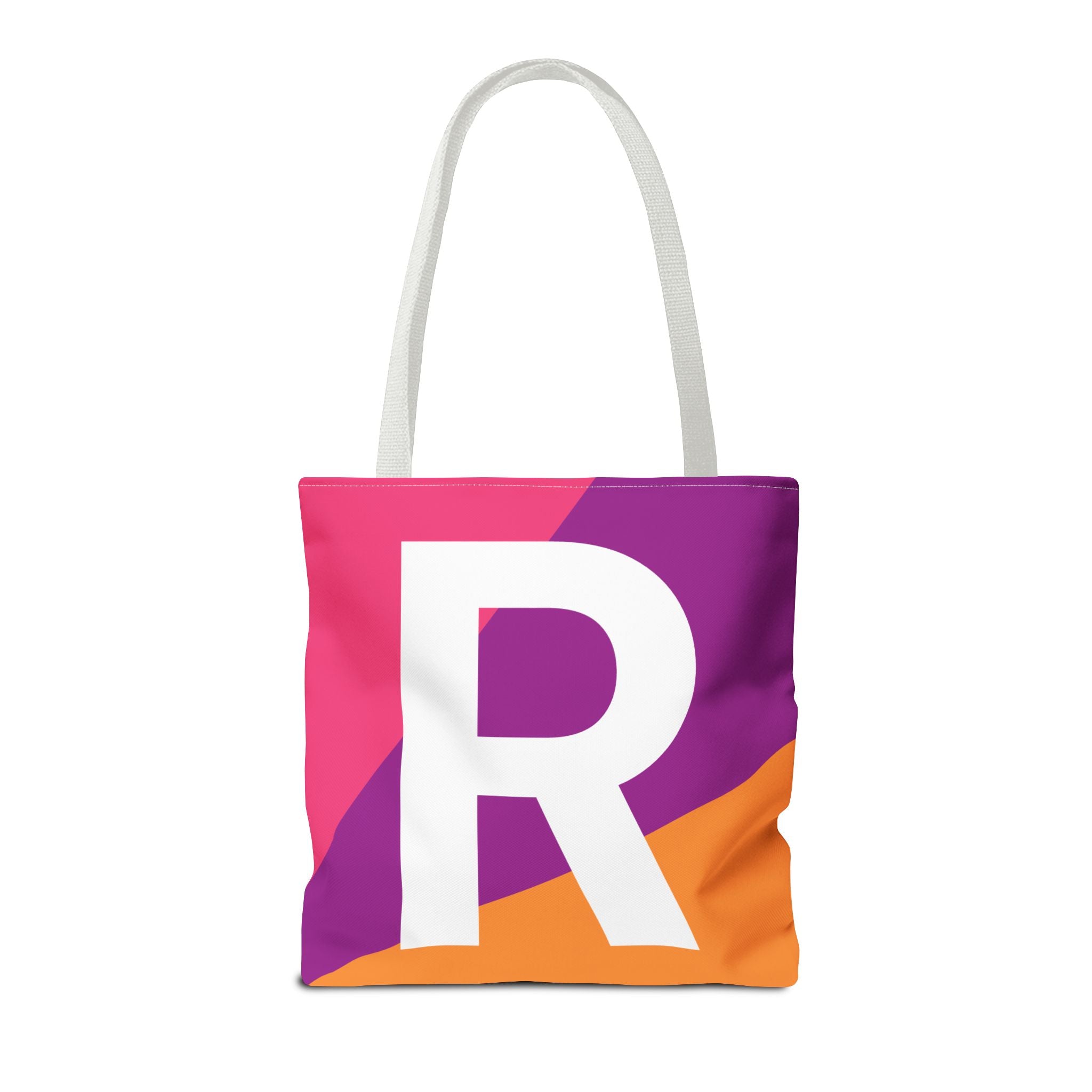 Monogram 'R' Colorblock Tote Bag — Personalized Initial R Shoulder Tote
