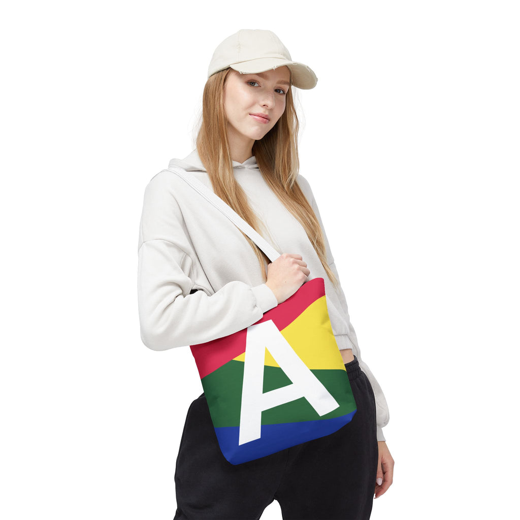 Monogram 'A' Colorblock Tote Bag — Personalized Initial A Shoulder Tote