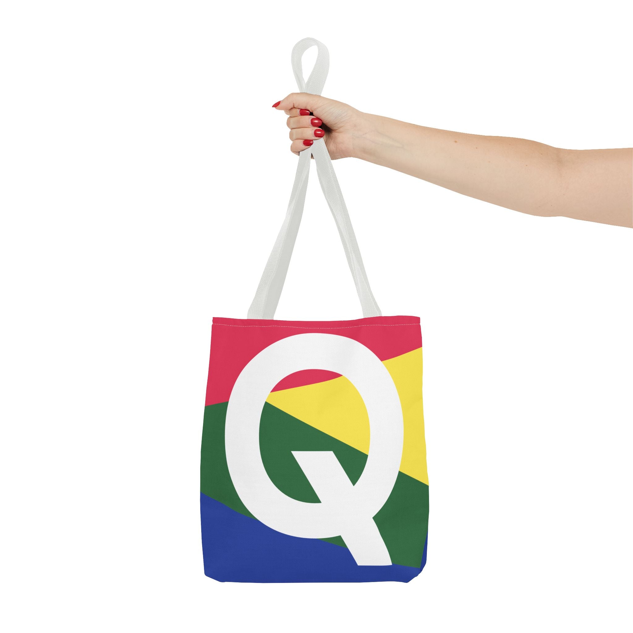 Monogram 'Q' Colorblock Tote Bag — Personalized Initial Q Shoulder Tote