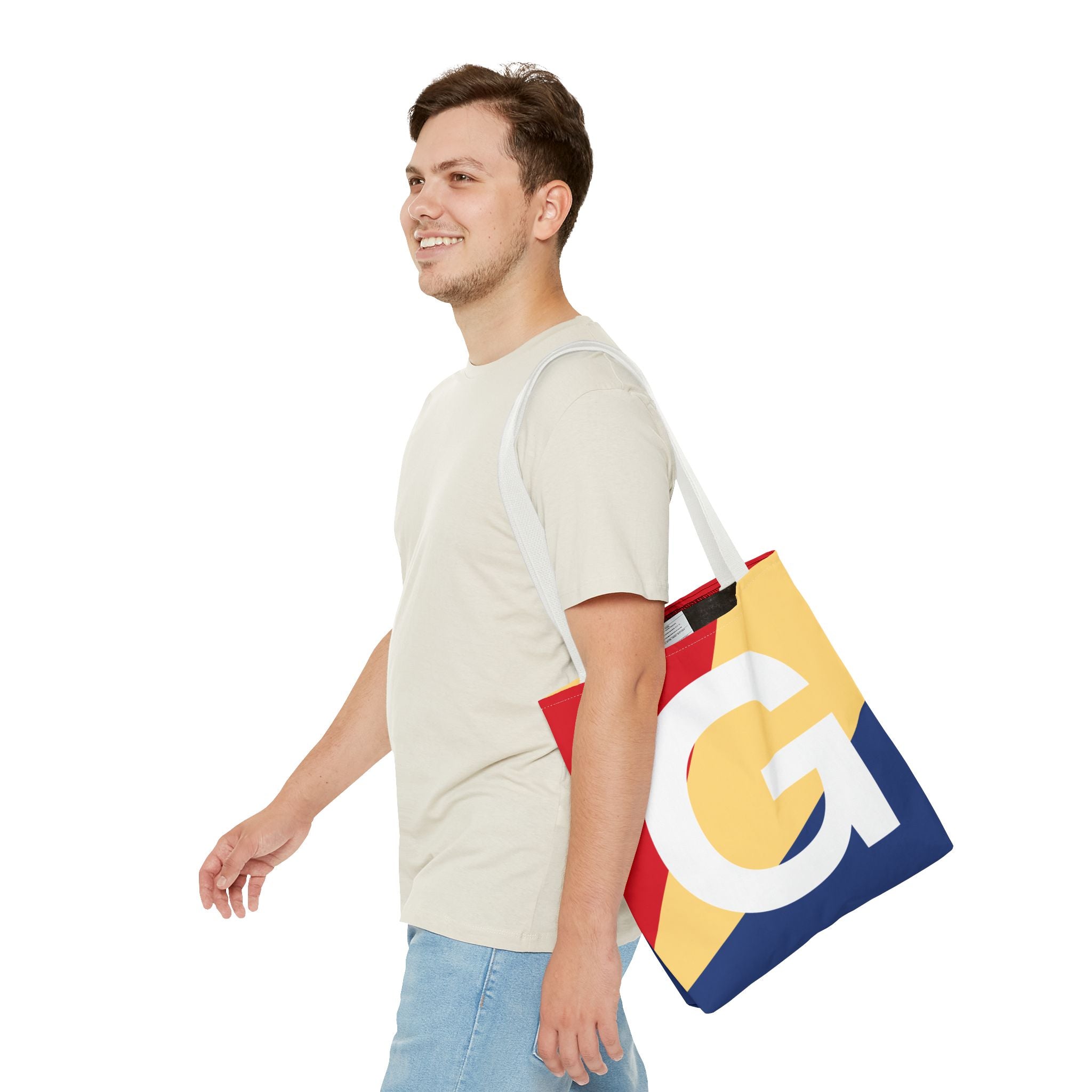 Monogram 'G' Colorblock Tote Bag — Personalized Initial G Shoulder Tote