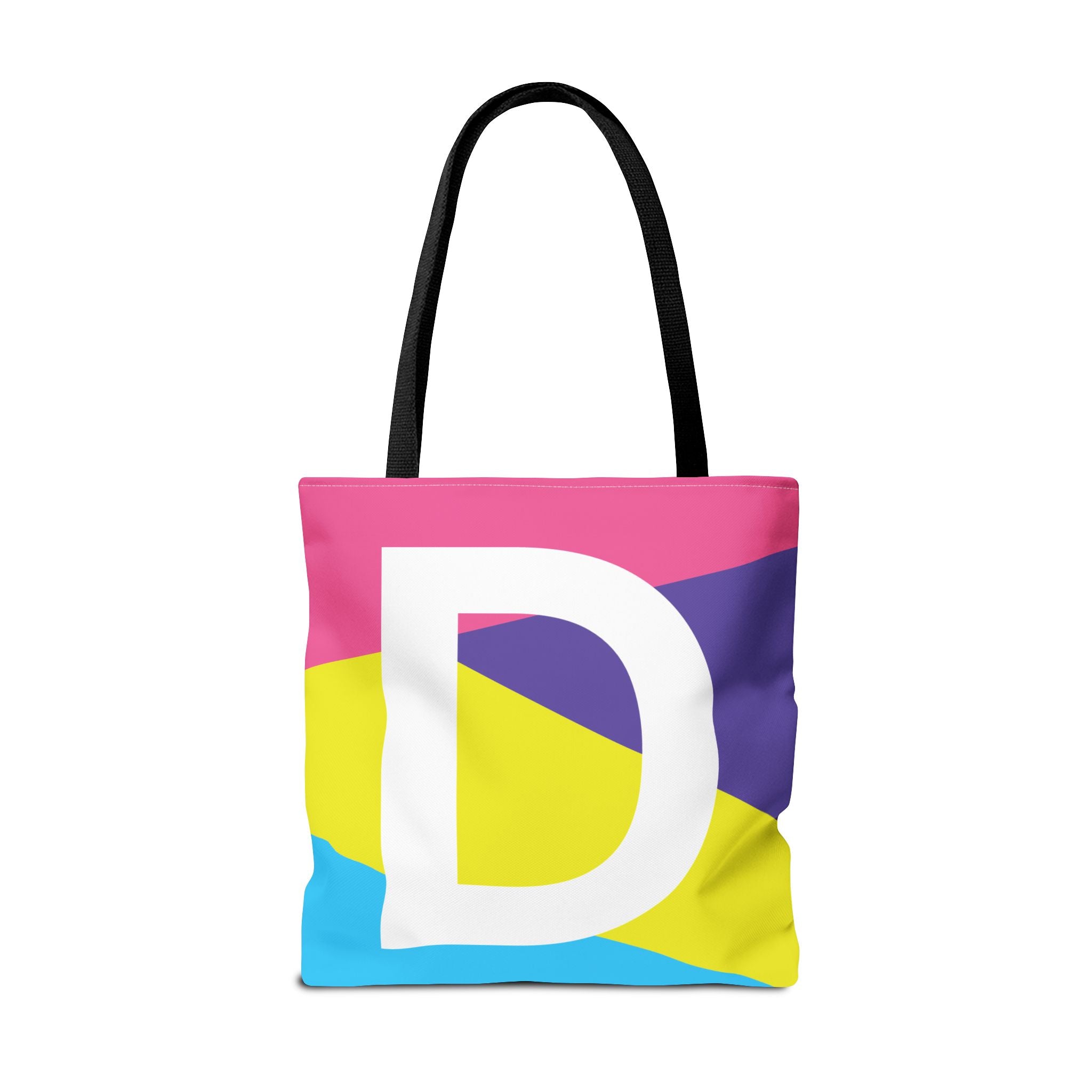 Monogram 'D' Colorblock Tote Bag — Personalized Initial D Shoulder Tote