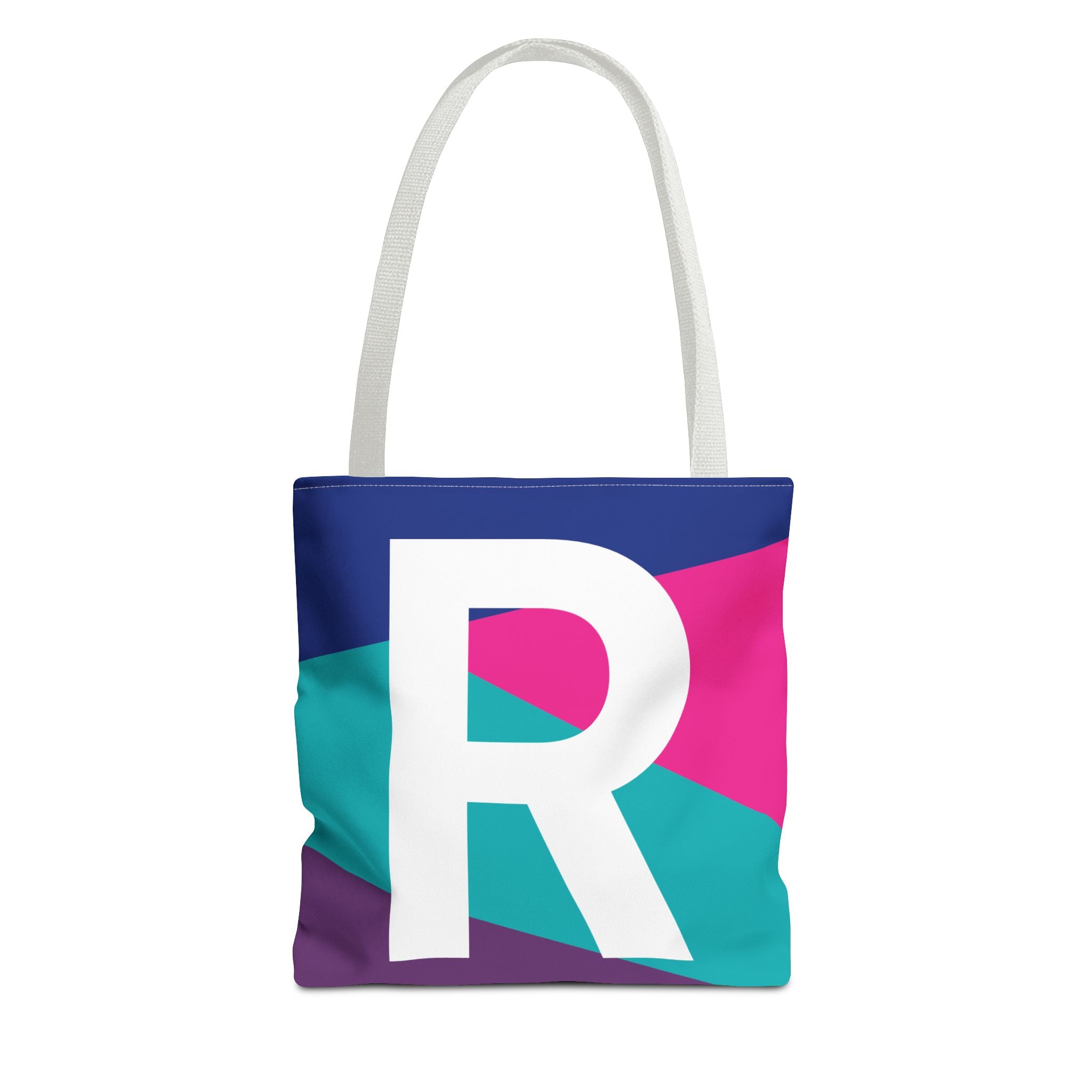 Monogram 'R' Colorblock Tote Bag — Personalized Initial R Shoulder Tote