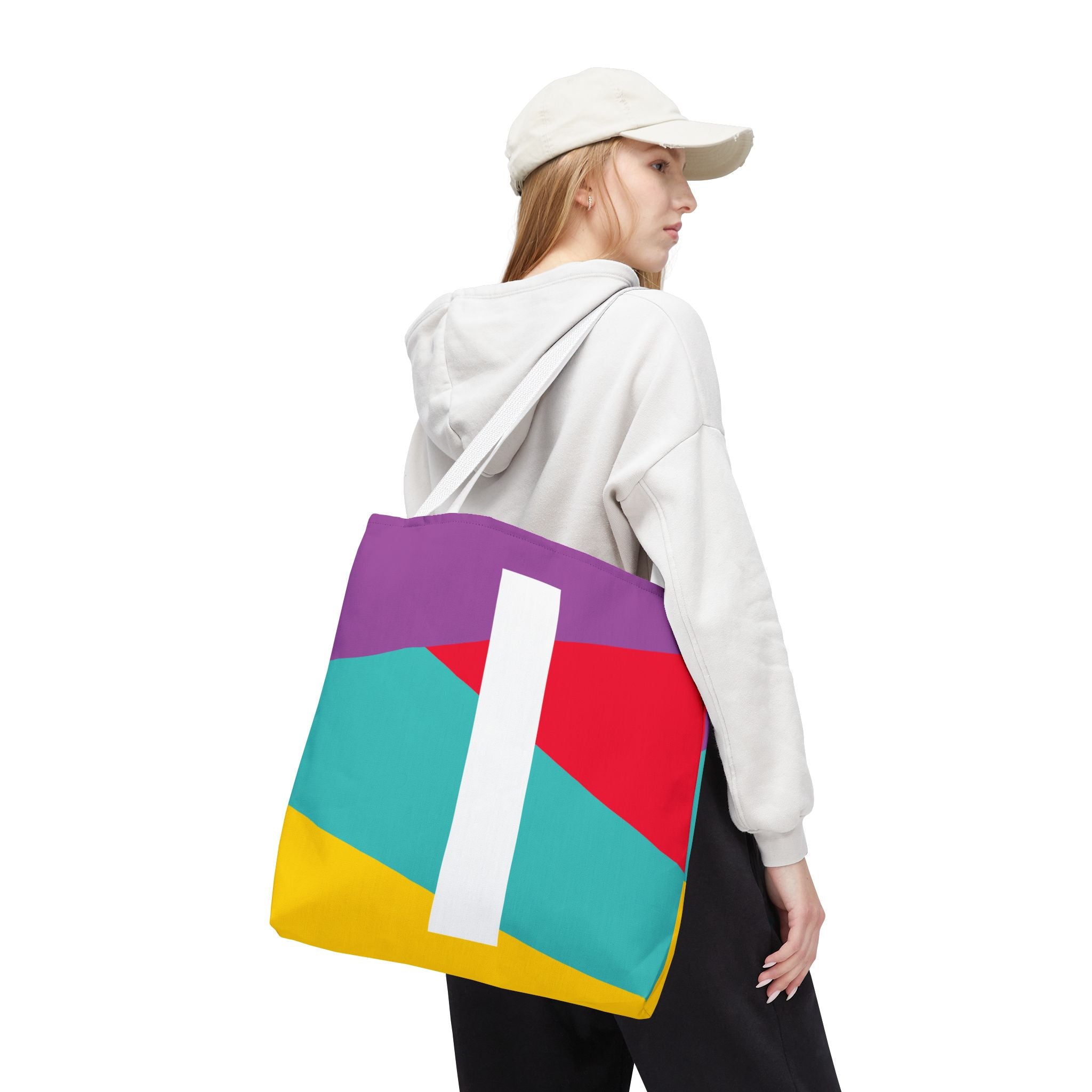 Monogram 'I' Colorblock Tote Bag — Personalized Initial I Shoulder Tote