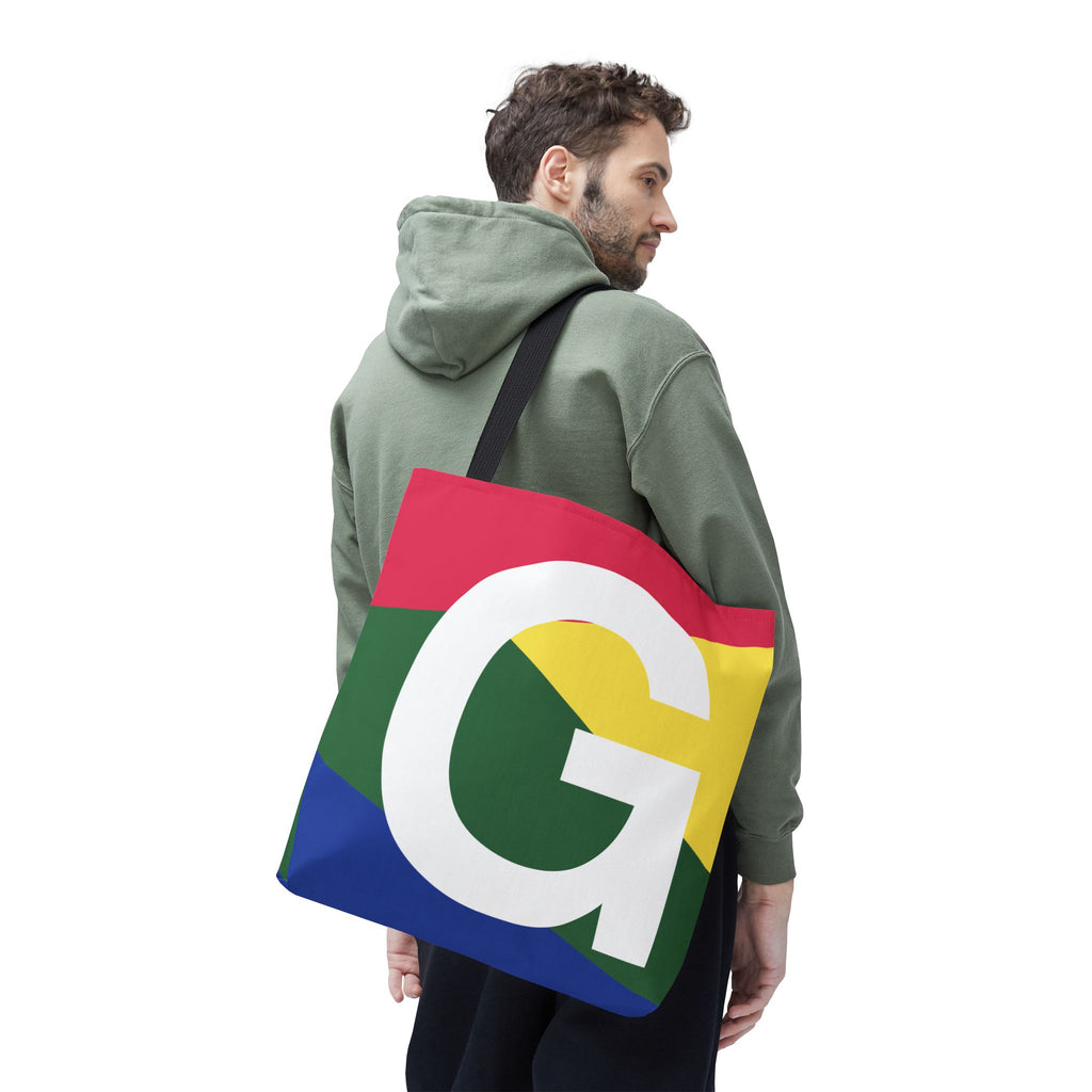 Monogram 'G' Colorblock Tote Bag — Personalized Initial G Shoulder Tote