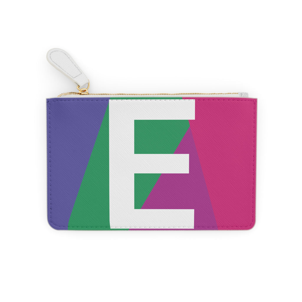 Initial E Mini Clutch — Colorblock Monogram Wristlet Wallet