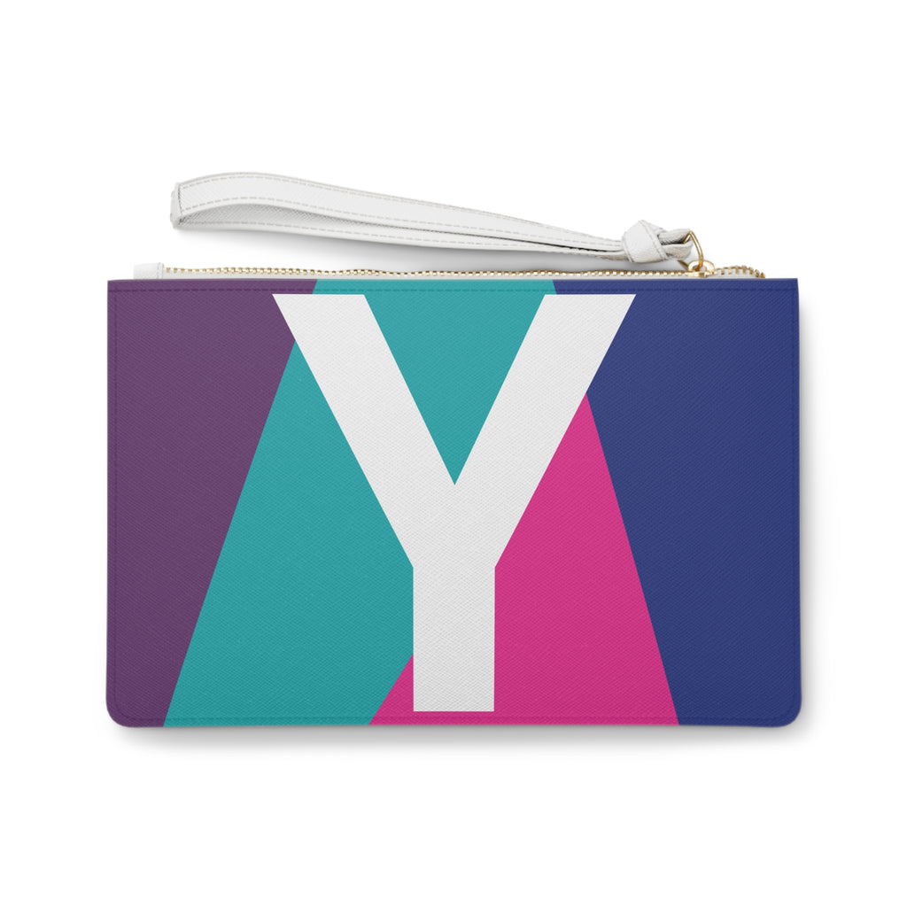 Monogram 'Y' Colorblock Clutch Bag — Bold Geometric Wristlet for Everyday & Gifts