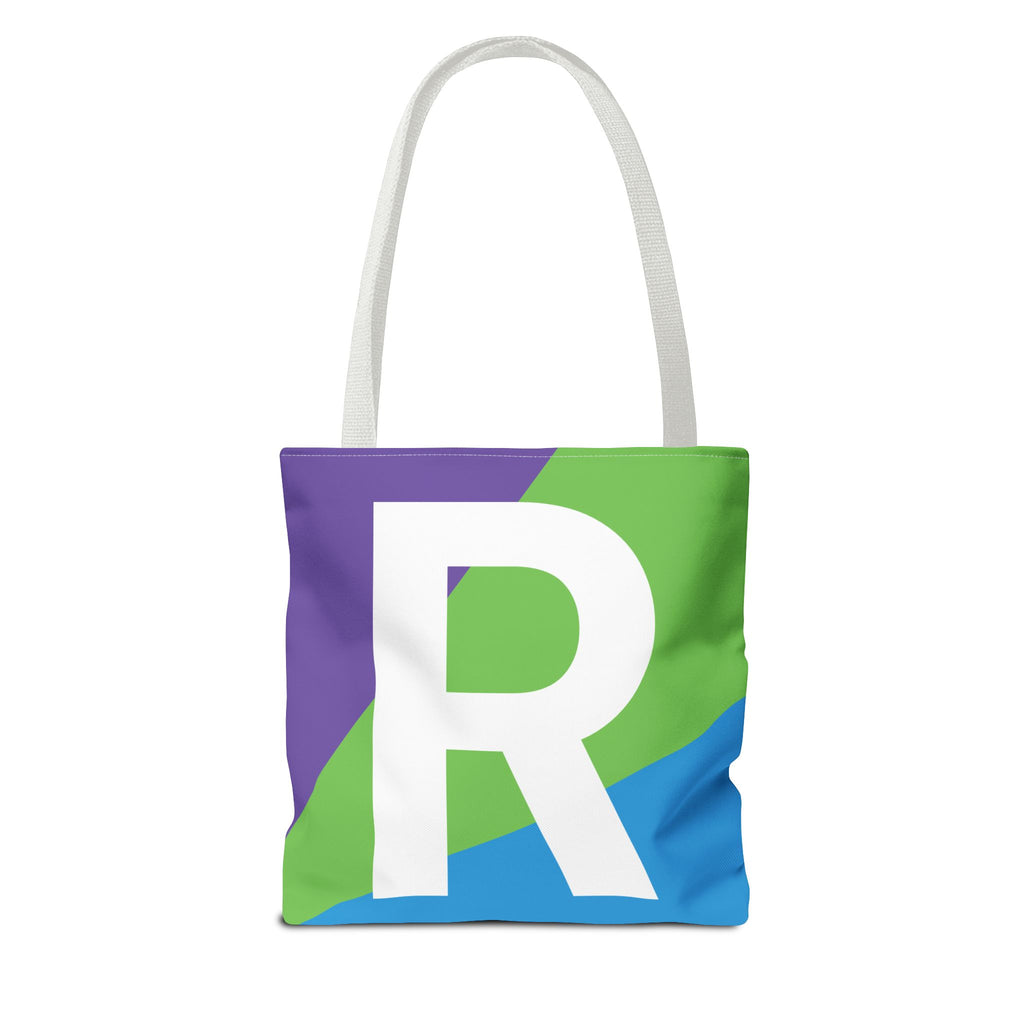 Monogram 'R' Colorblock Tote Bag — Personalized Initial R Shoulder Tote