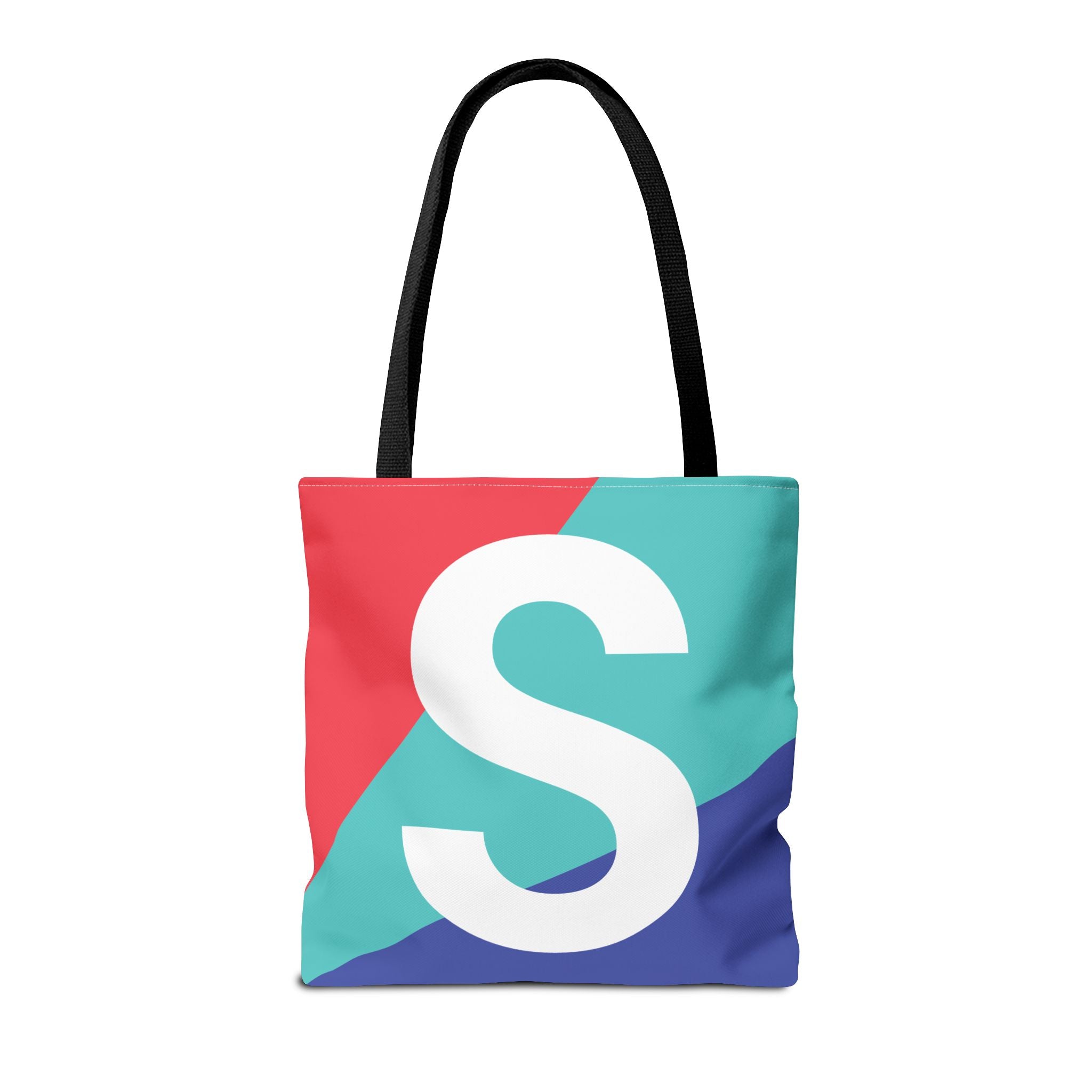 Monogram 'S' Colorblock Tote Bag — Personalized Initial S Shoulder Tote