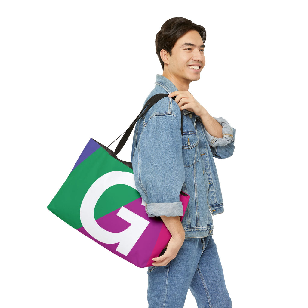 Personalized 'G' Colorblock Tote Bag — Monogram Weekender Tote