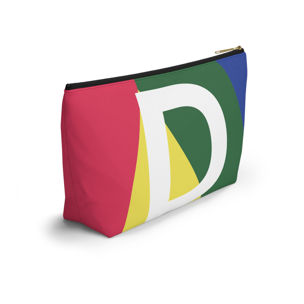 Initials Colorblock Accessory Pouch — Monogram D T-Bottom Cosmetic Bag