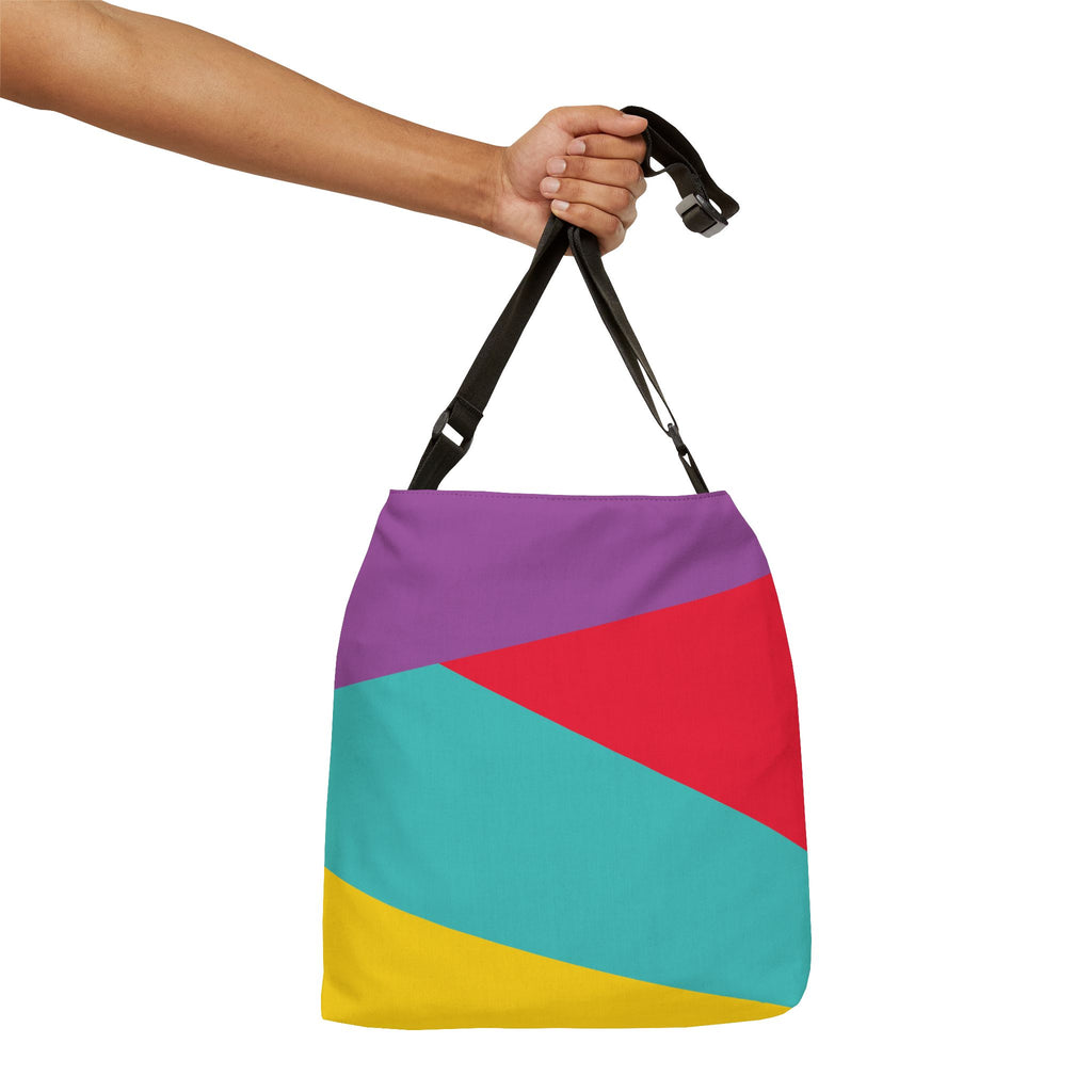 Colorblock Geometric Tote Bag — Adjustable Strap, Bright Abstract Pattern