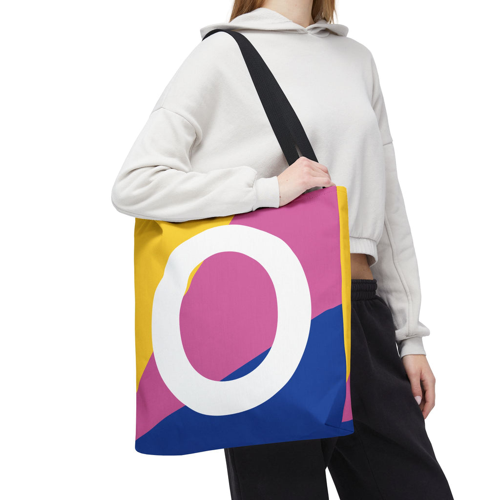 Monogram 'O' Colorblock Tote Bag — Personalized Initial O Shoulder Tote