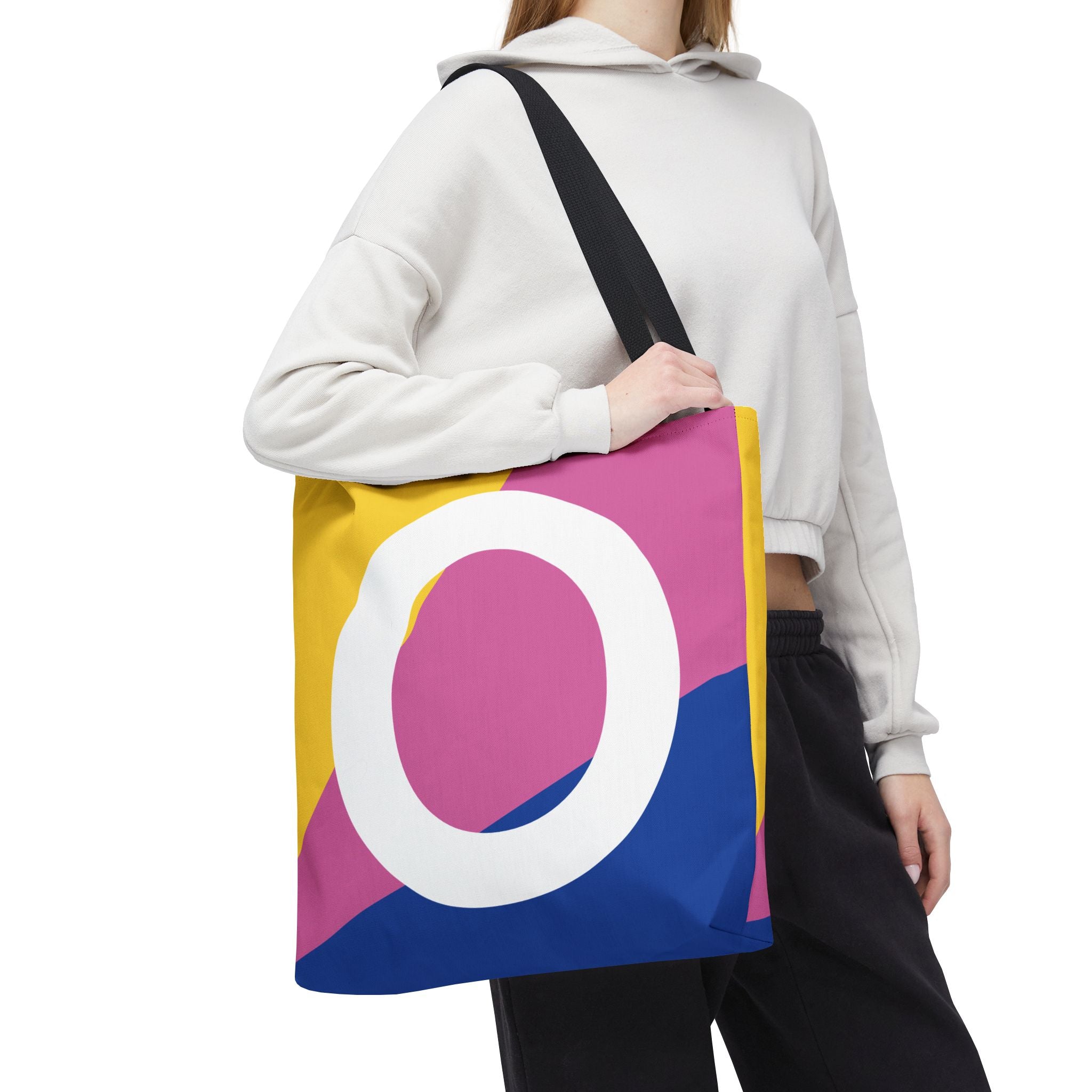 Monogram 'O' Colorblock Tote Bag — Personalized Initial O Shoulder Tote