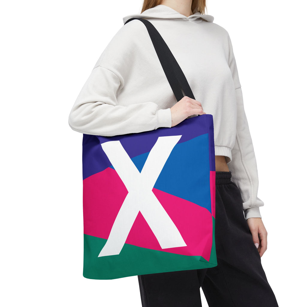 Monogram 'X' Colorblock Tote Bag — Personalized Initial X Shoulder Tote