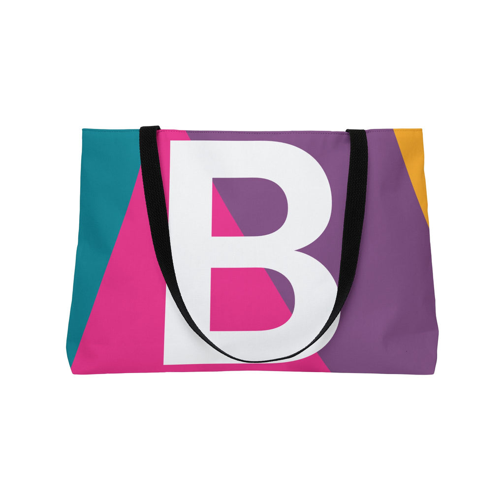 Personalized 'B' Colorblock Tote Bag — Monogram Weekender Tote