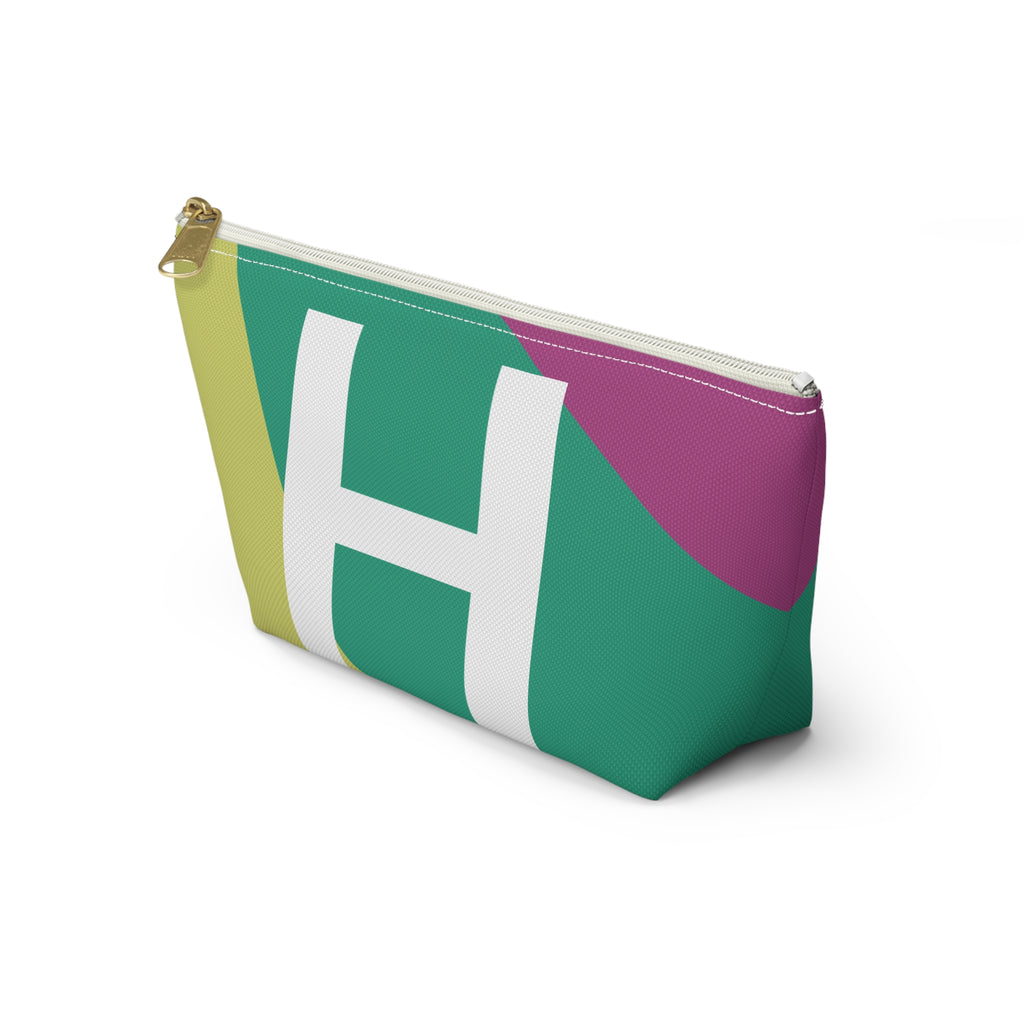 Initials Colorblock Accessory Pouch — Monogram H T-Bottom Cosmetic Bag