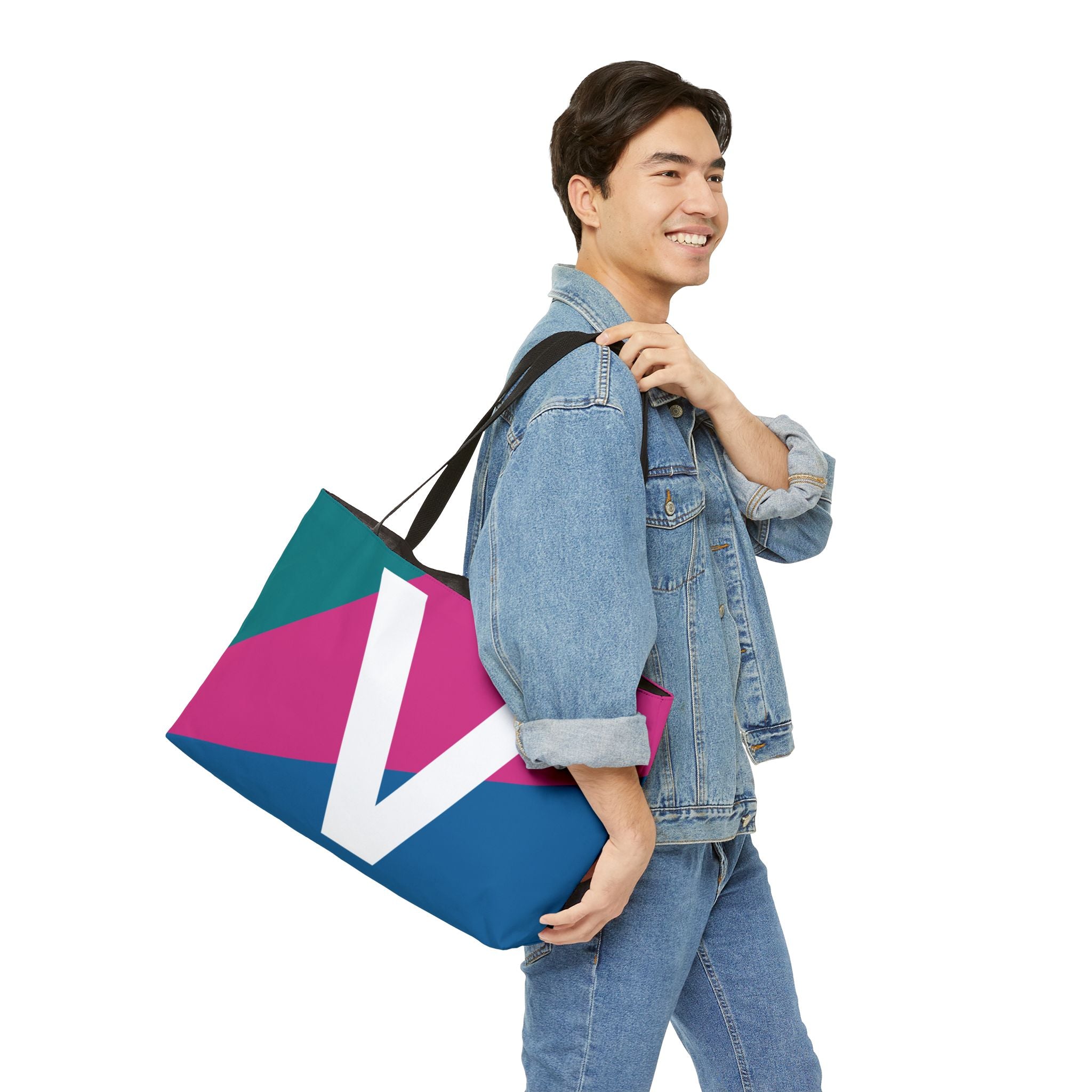 Personalized 'V' Colorblock Tote Bag — Monogram Weekender Tote
