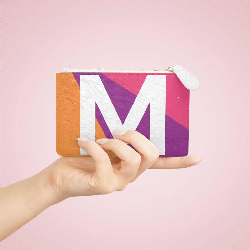 Initial M Mini Clutch — Colorblock Monogram Wristlet Wallet