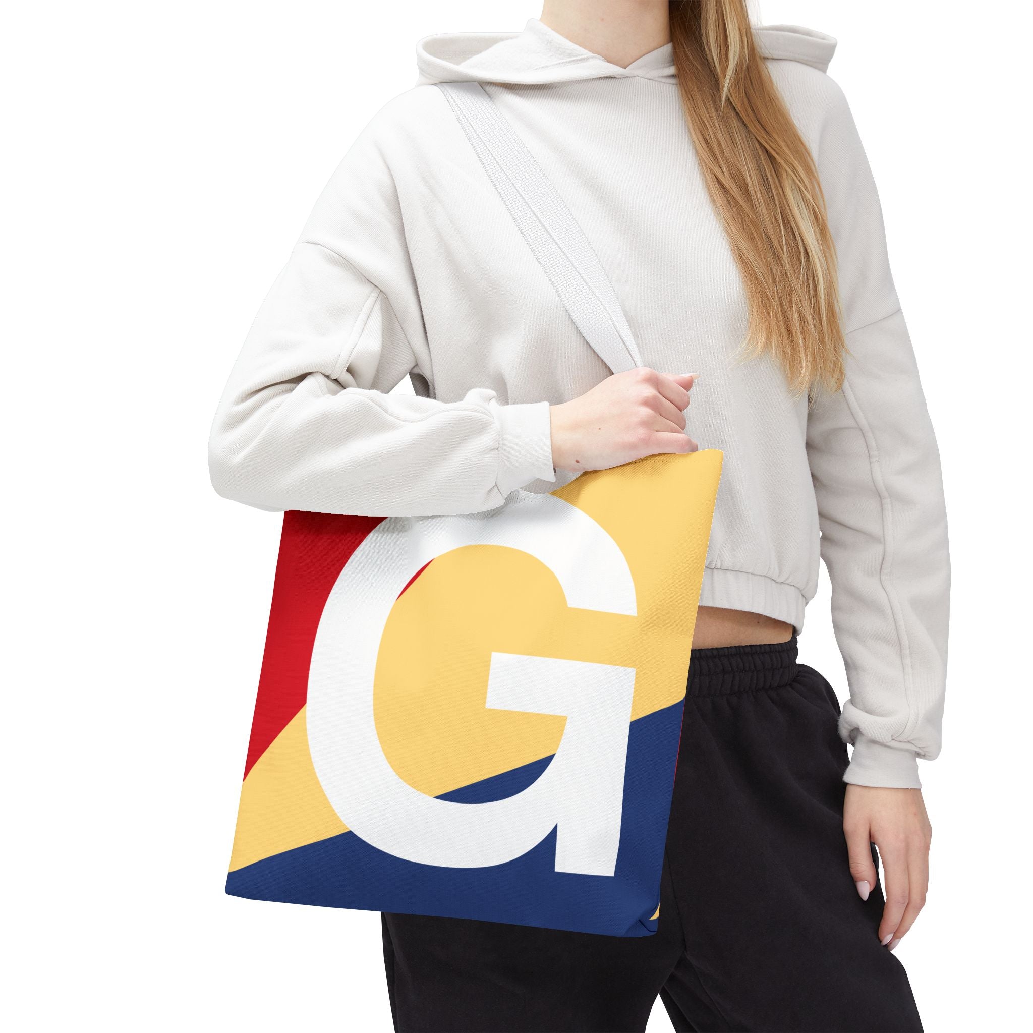 Monogram 'G' Colorblock Tote Bag — Personalized Initial G Shoulder Tote