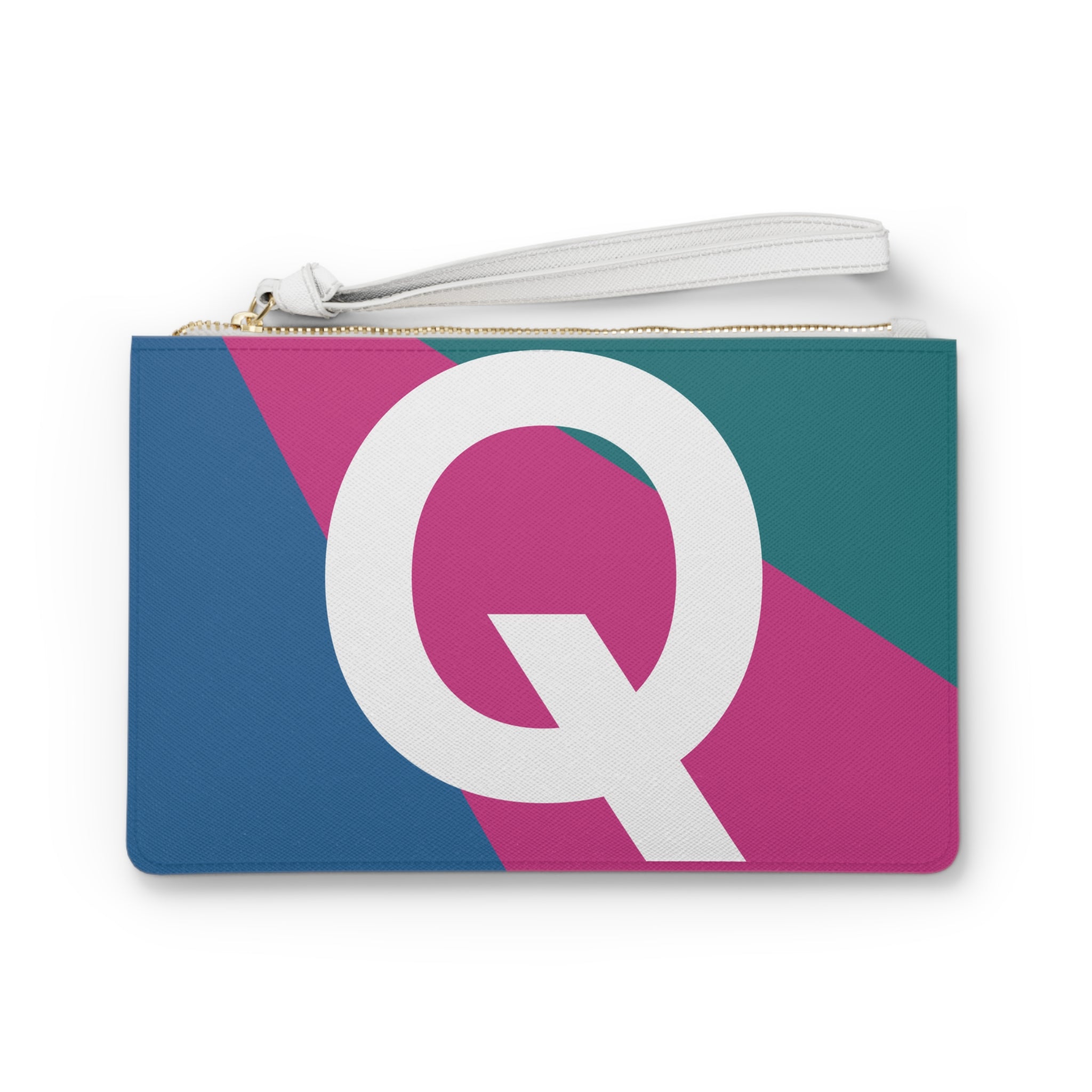Monogram 'Q' Colorblock Clutch Bag — Bold Geometric Wristlet for Everyday & Gifts