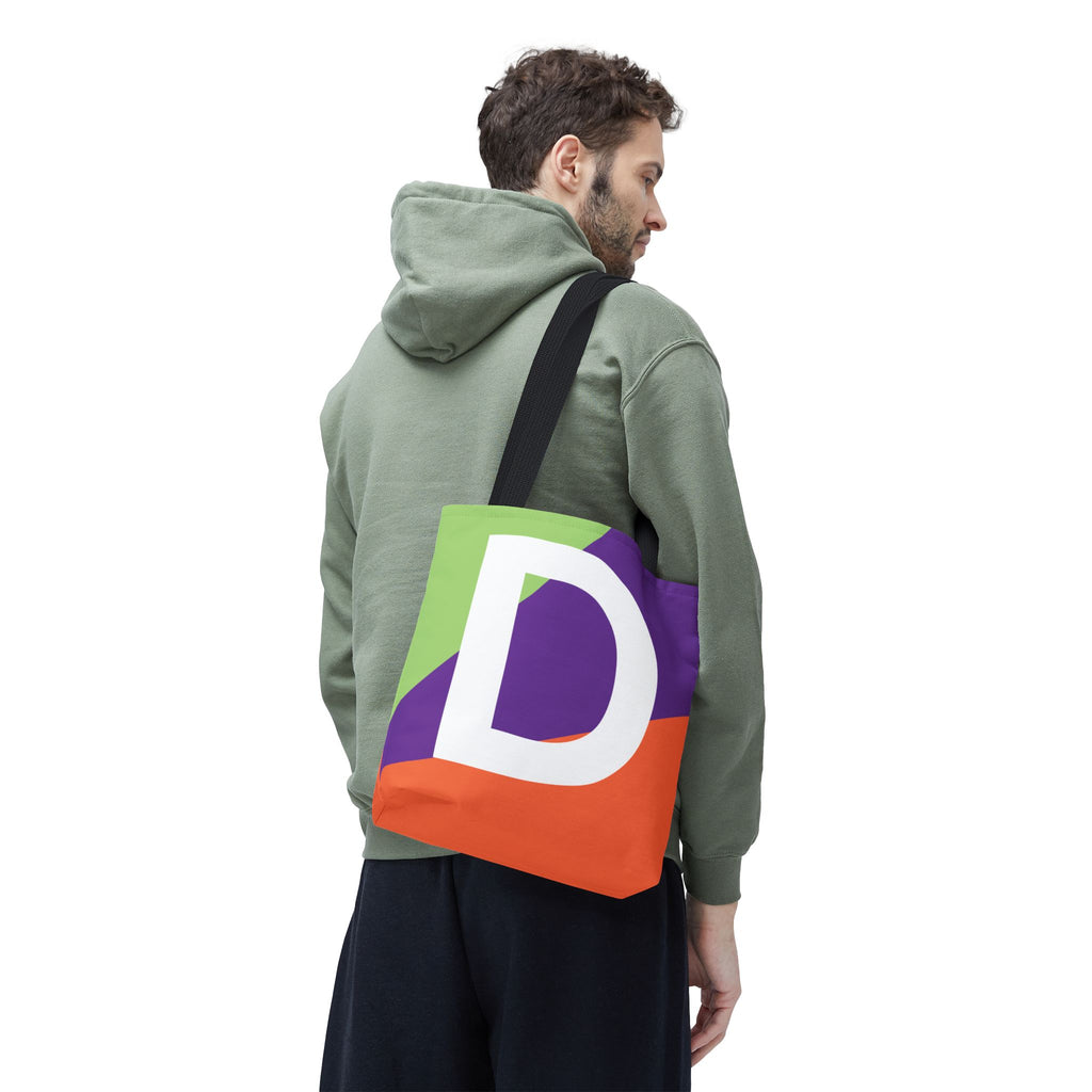 Monogram 'D' Colorblock Tote Bag — Personalized Initial D Shoulder Tote