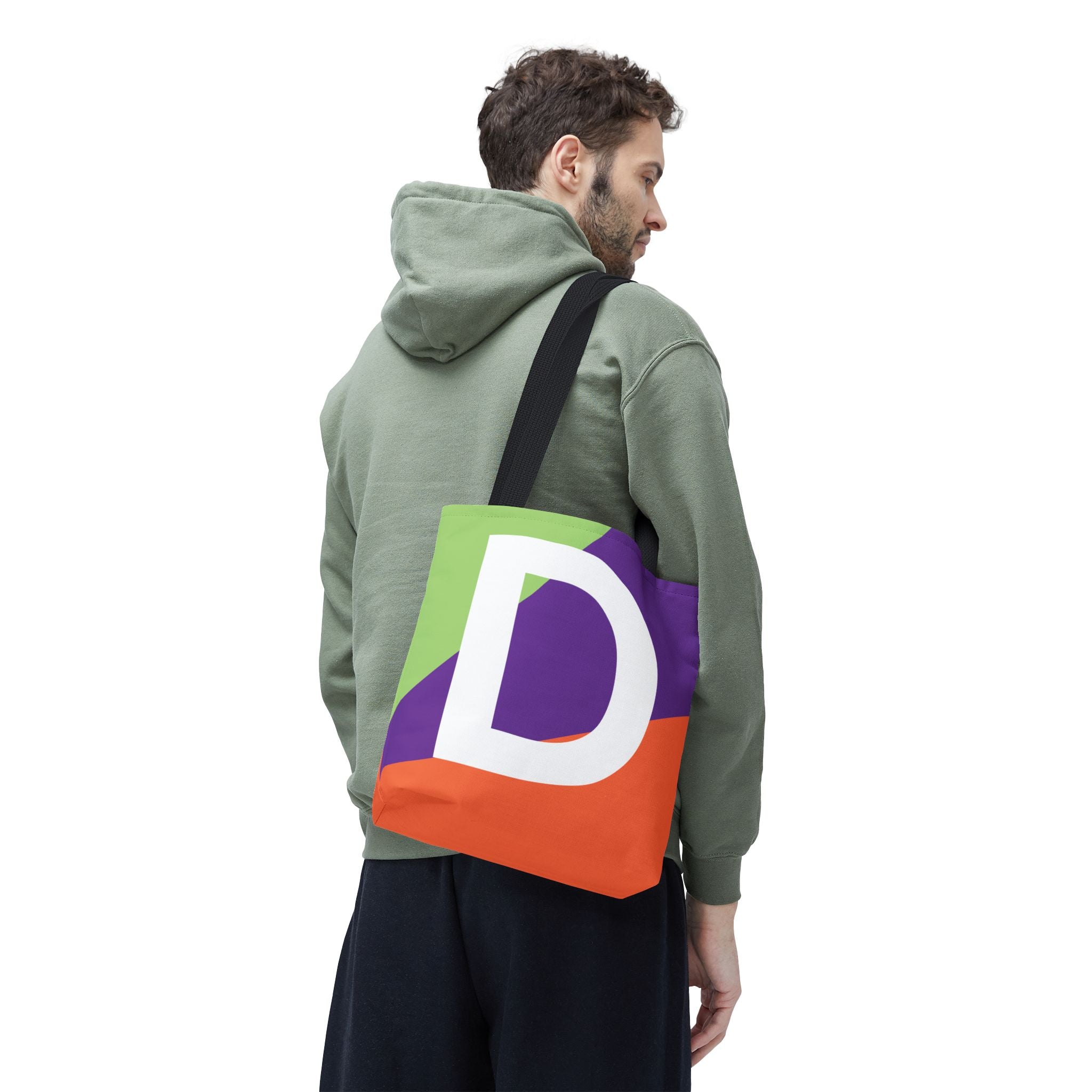 Monogram 'D' Colorblock Tote Bag — Personalized Initial D Shoulder Tote